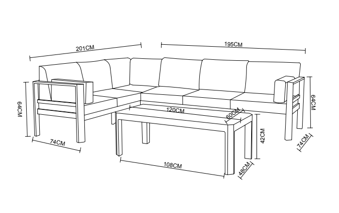 Salon de jardin Ostara - 6 places - Mobellia