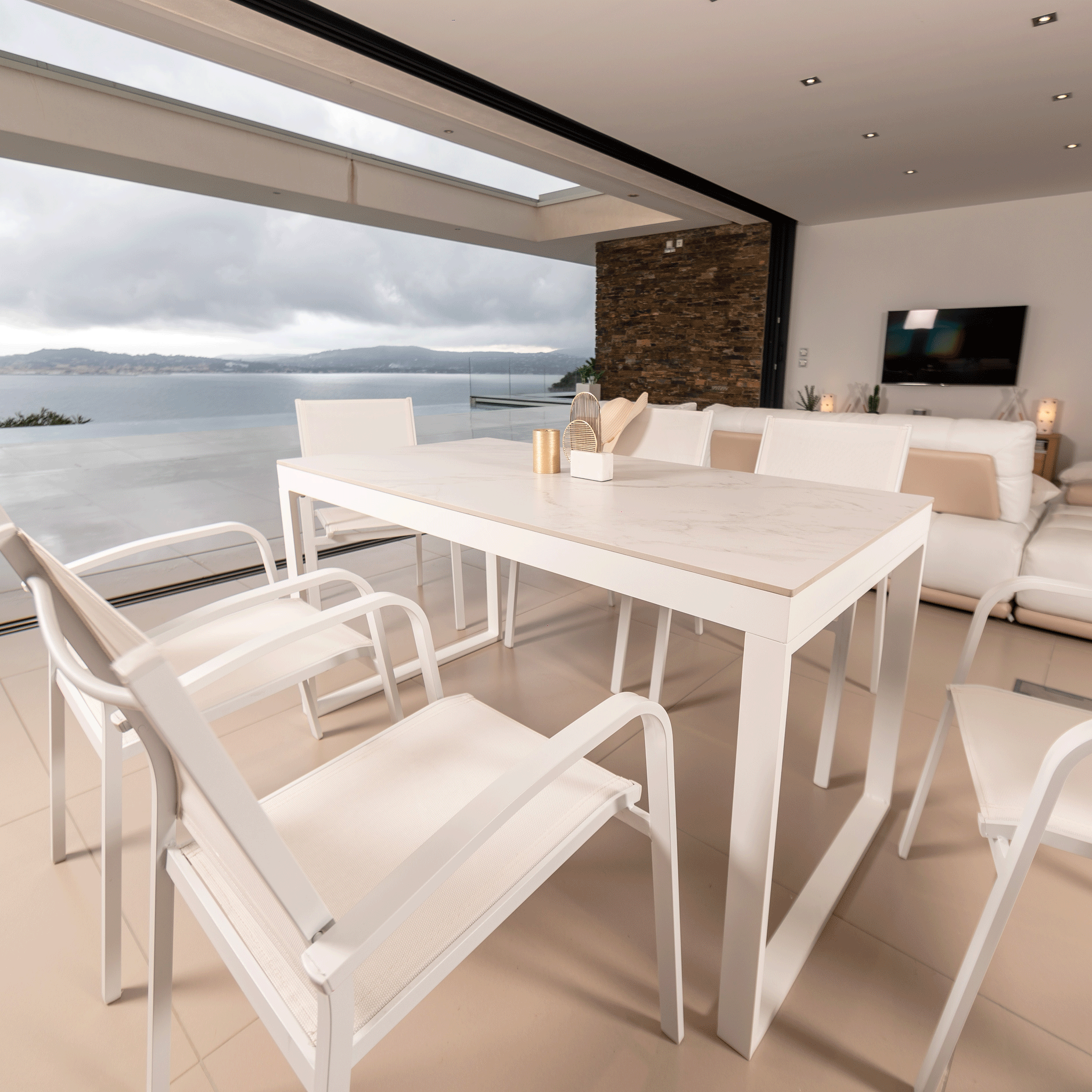Table de jardin 6 places Aluminium/Céramique Kore (150 x 72 cm) - Mobellia