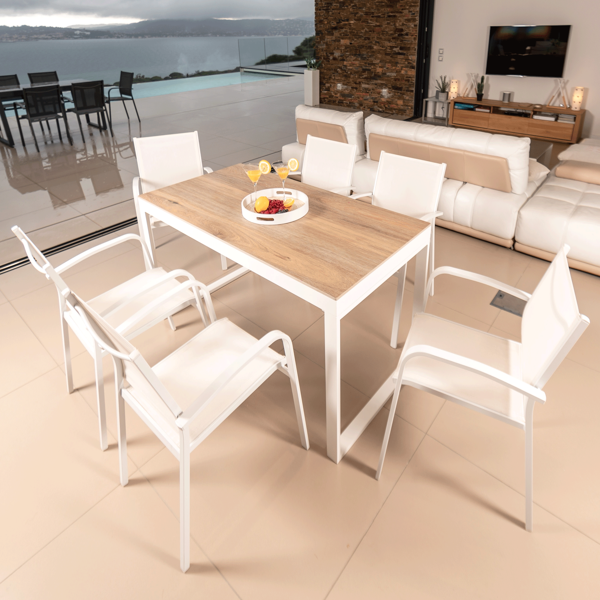 Table de jardin 6 places Aluminium/Céramique Kore (150 x 72 cm) - Mobellia