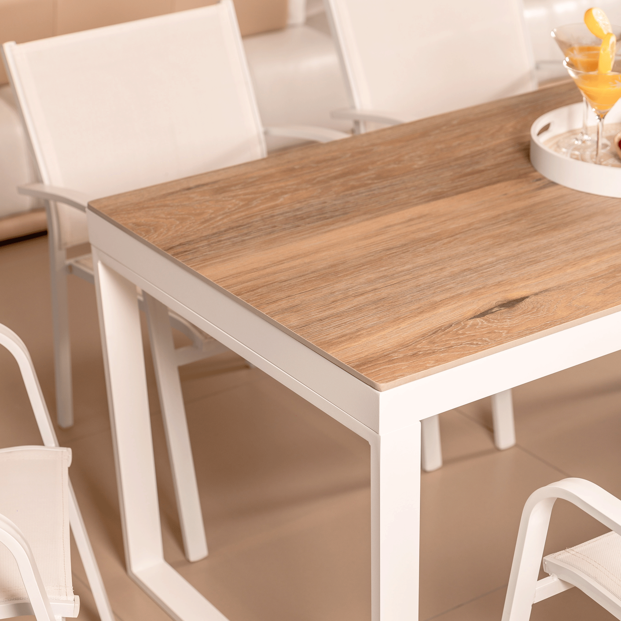 Table de jardin 6 places Aluminium/Céramique Kore (150 x 72 cm) - Mobellia