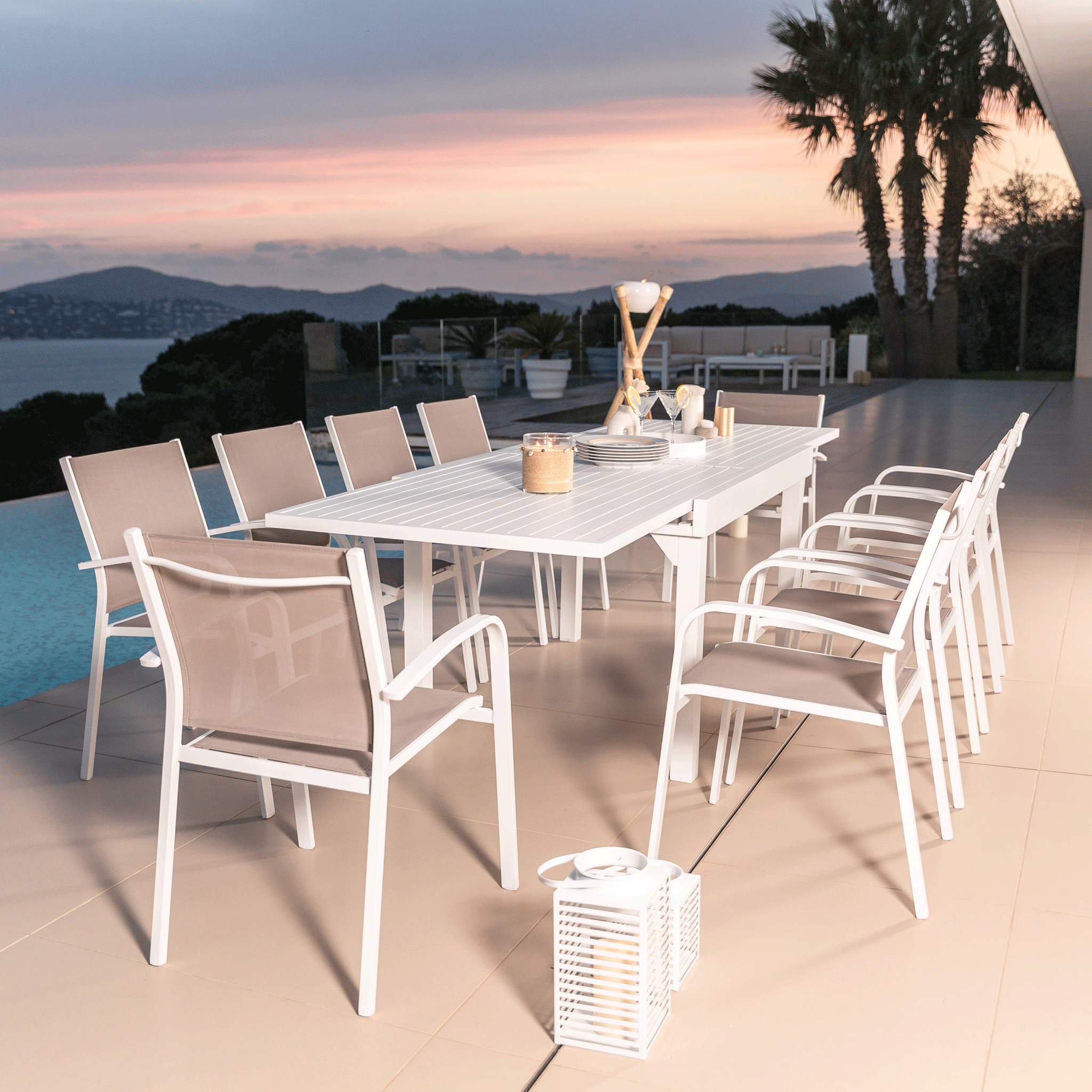 Table de jardin extensible 10 places Aluminium Murano (270 x 90 cm) - Mobellia