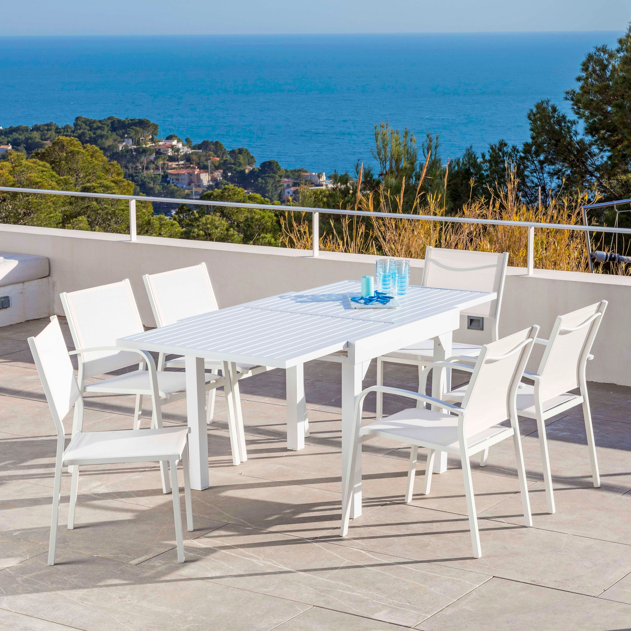 Table de jardin extensible 8 places Aluminium Murano (180 x 90 cm) - Mobellia