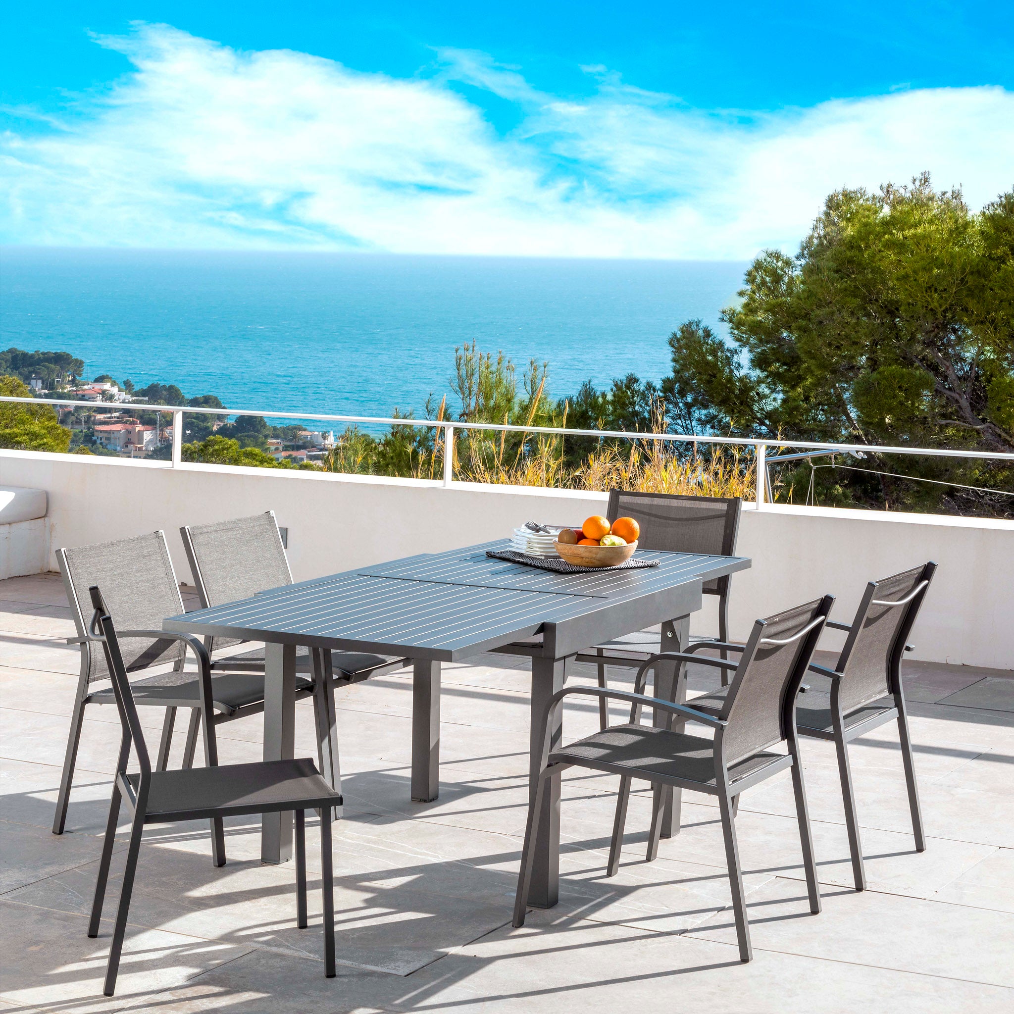 Table de jardin extensible 8 places Aluminium Murano (180 x 90 cm) - Mobellia
