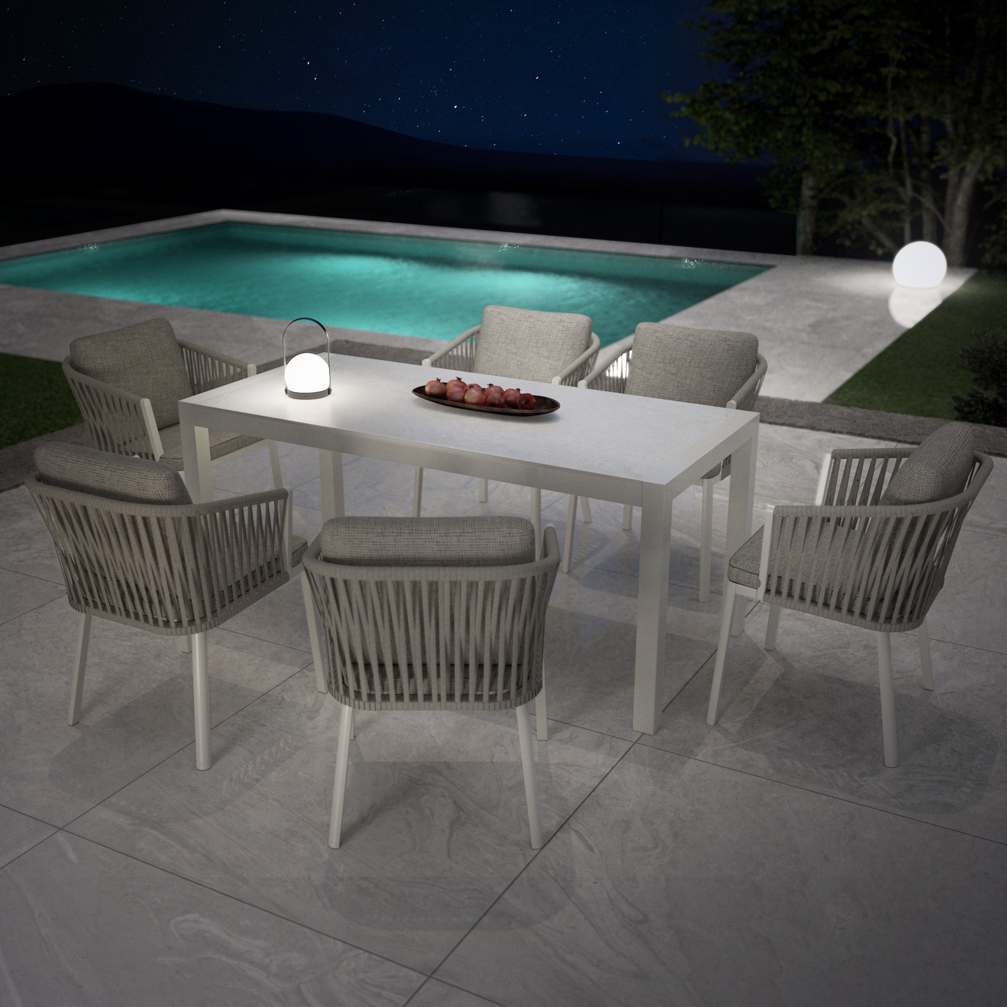 Table de jardin 6 places Aluminium/Céramique Modena (150 x 75 cm) - Mobellia