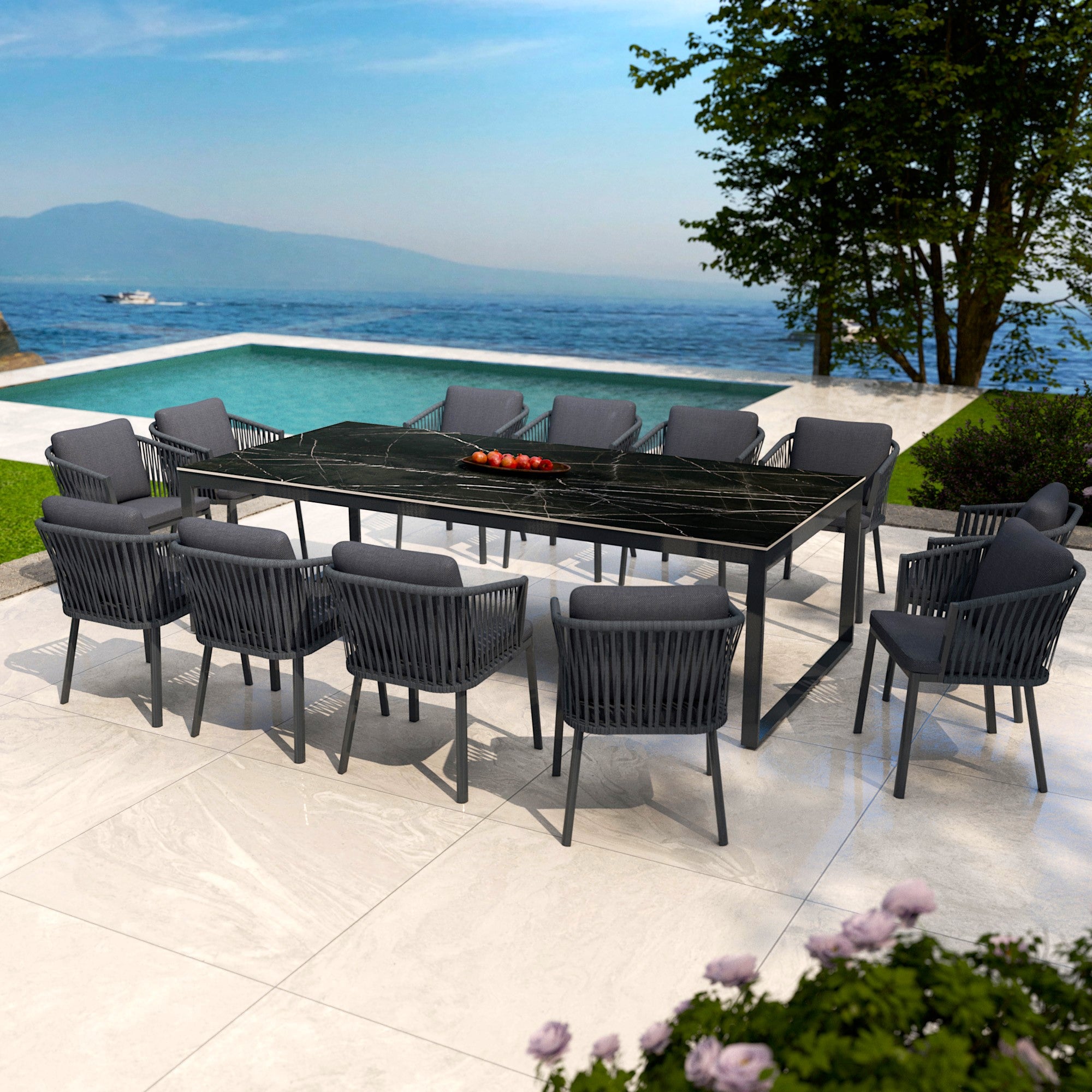 Table de jardin 12 places Aluminium/Céramique Kore ( 260 x 120 cm) - Mobellia