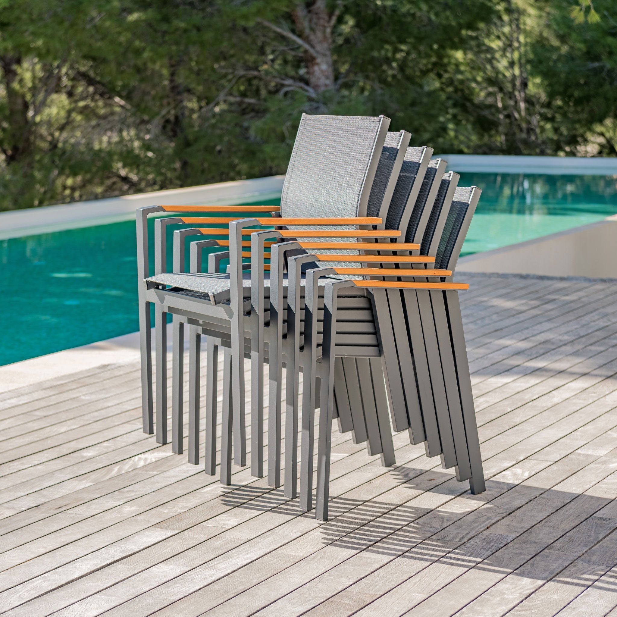 Fauteuil de jardin aluminium/bois Bali - Mobellia