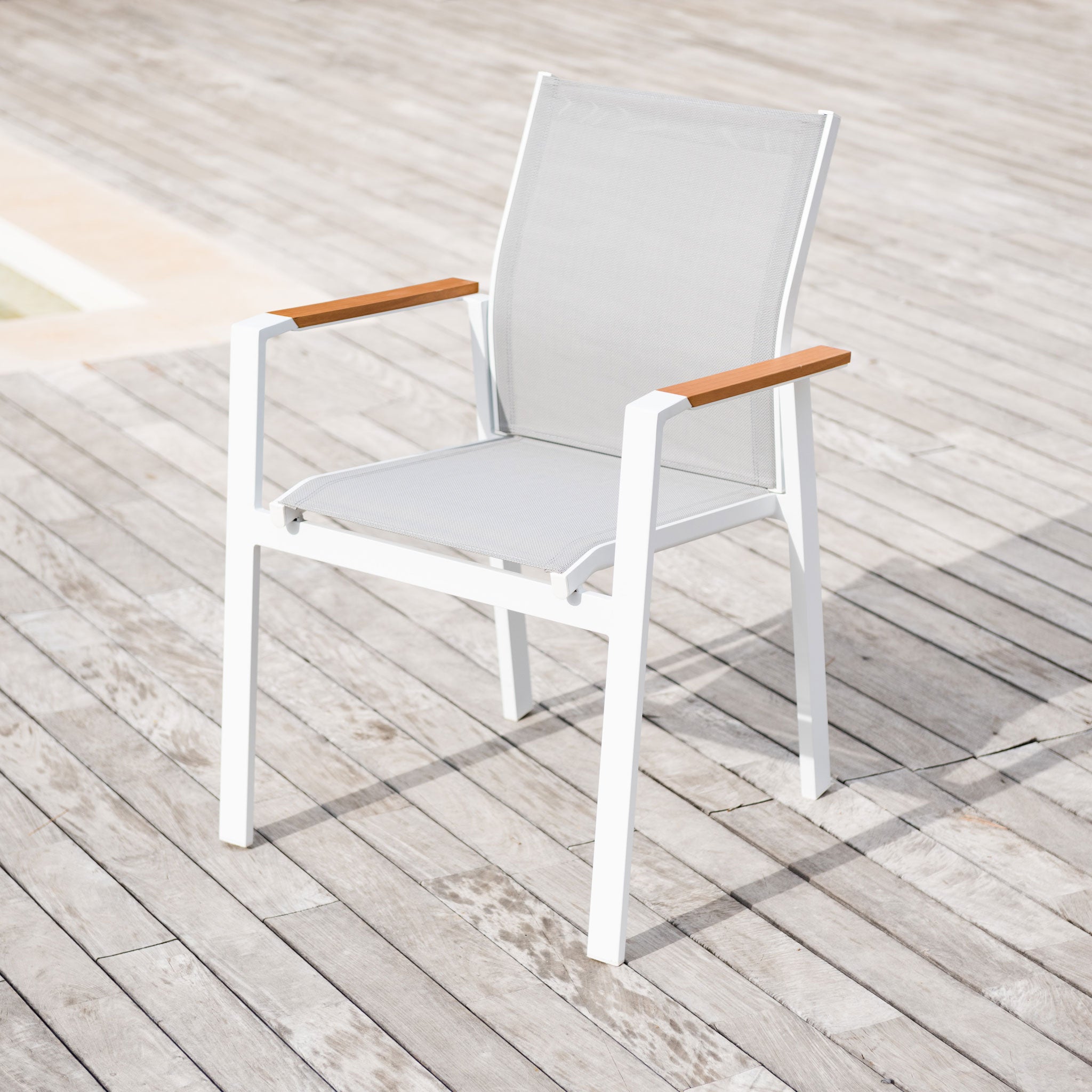 Fauteuil de jardin aluminium/bois Bali - Mobellia