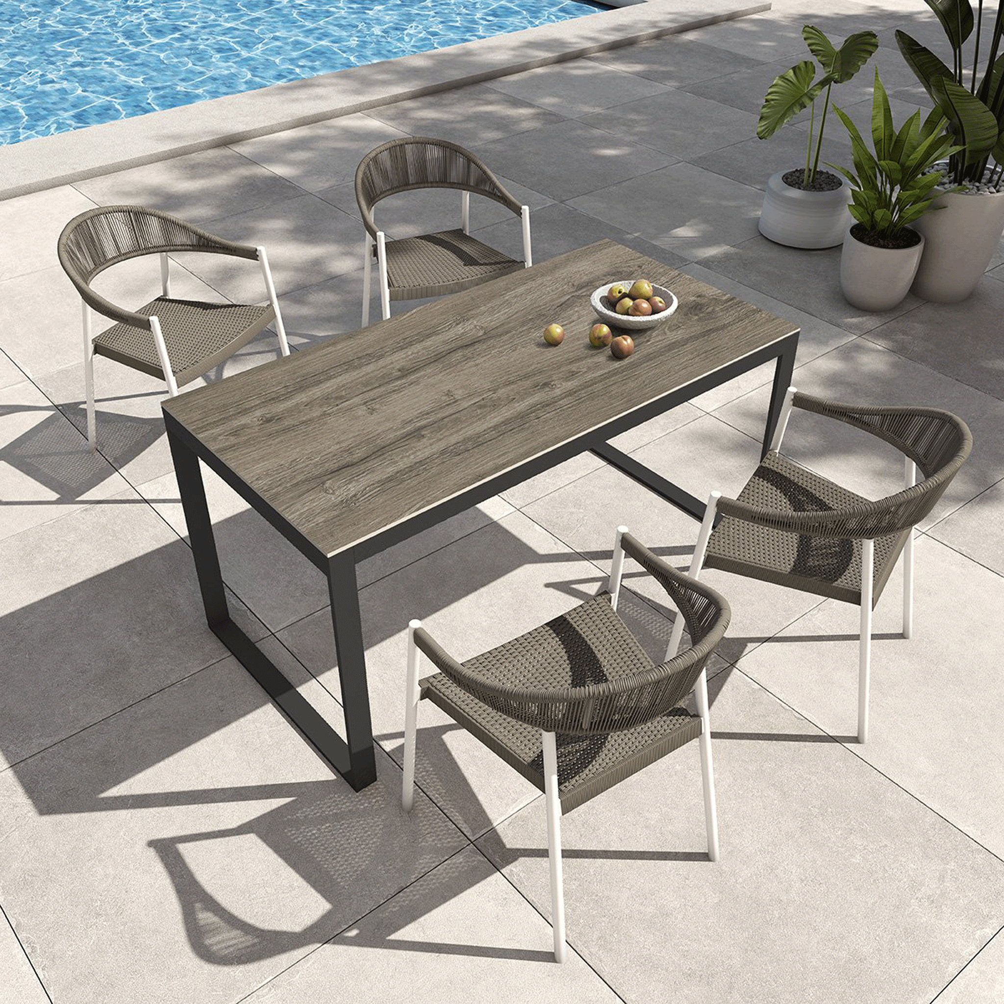 Table de jardin 6 places Aluminium/Céramique Kore (150 x 72 cm) - Mobellia