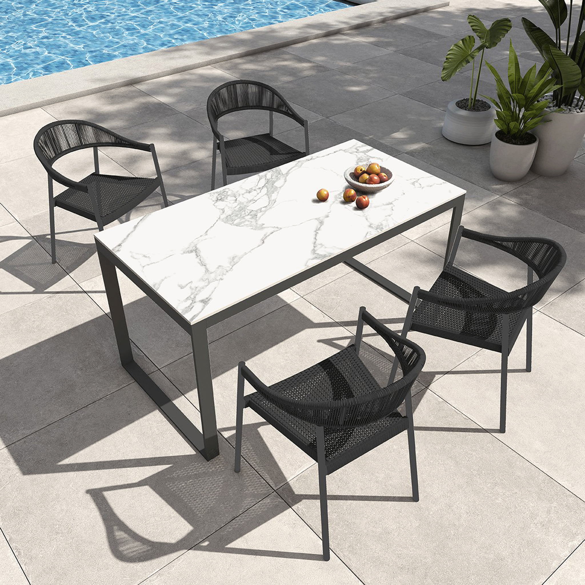Table de jardin 6 places Aluminium/Céramique Kore (150 x 72 cm) - Mobellia