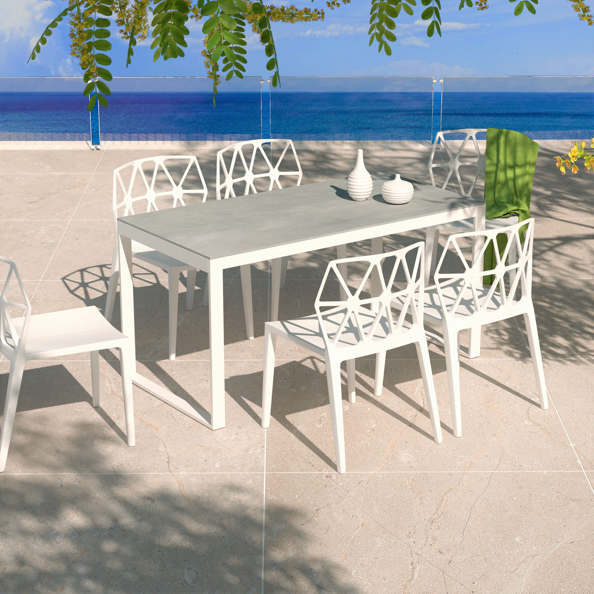 Table de jardin 6 places Aluminium/Céramique Kore (150 x 72 cm) - Mobellia