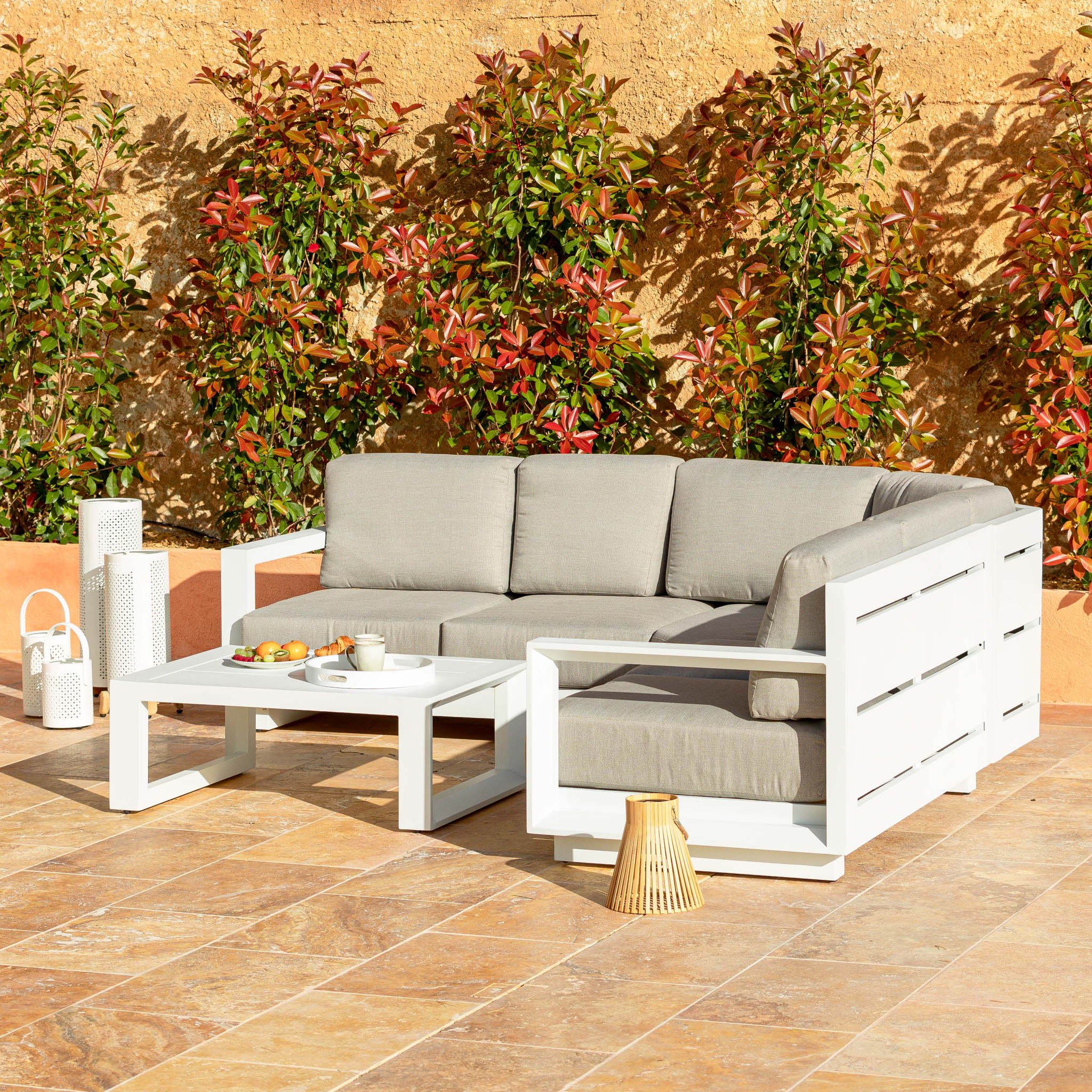 Salon de jardin d'angle Elba - 5 places - Mobellia