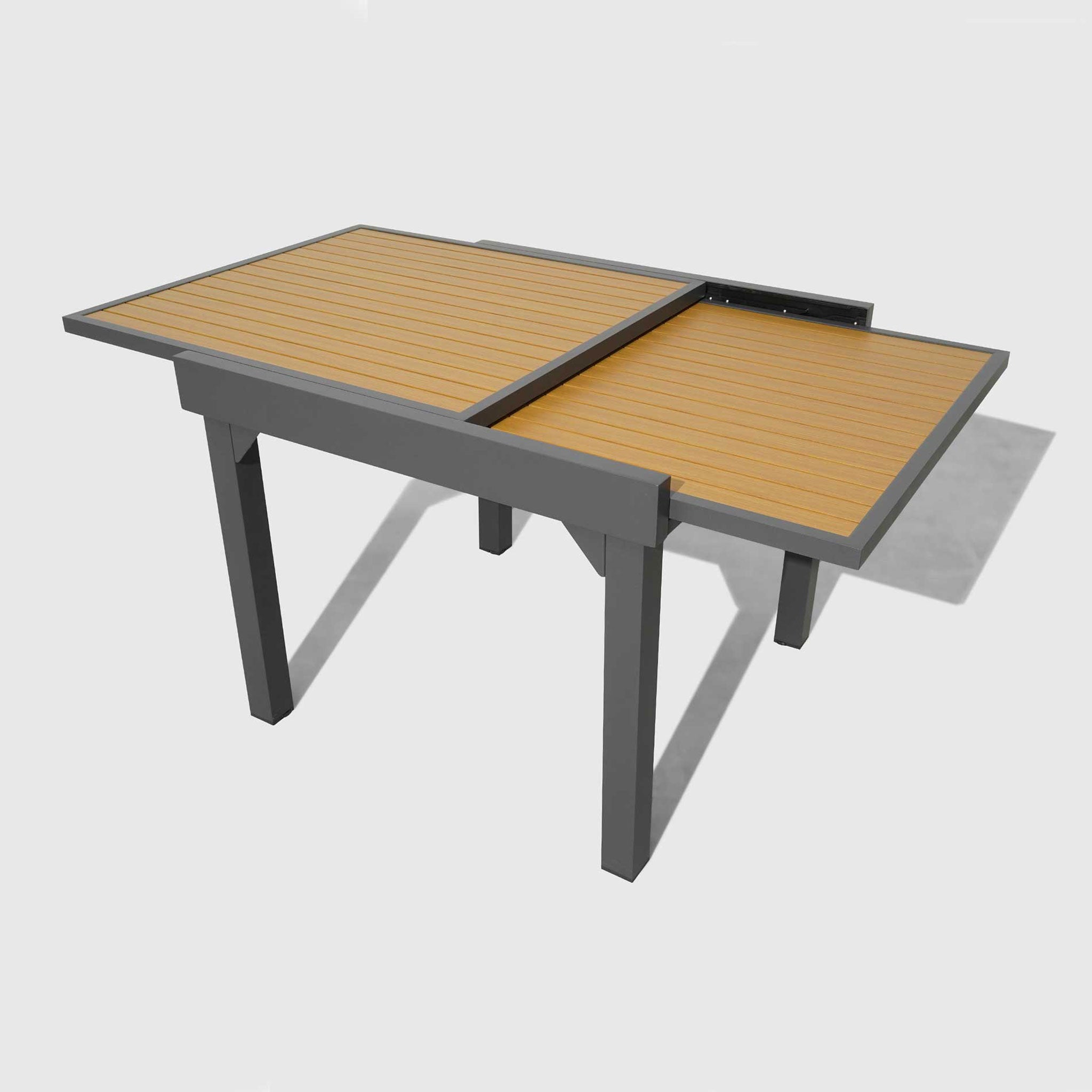 Table de jardin extensible 8 places Aluminium effet bois Murano (90/180x90) - Mobellia