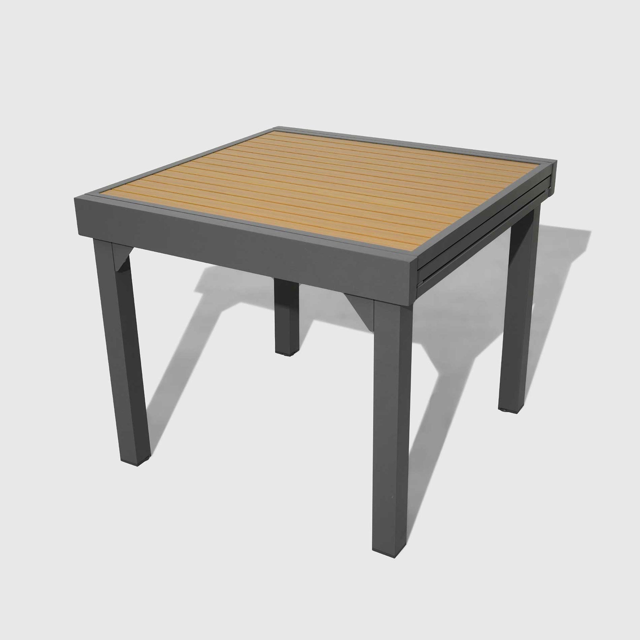 Table de jardin extensible 8 places Aluminium effet bois Murano (90/180x90) - Mobellia