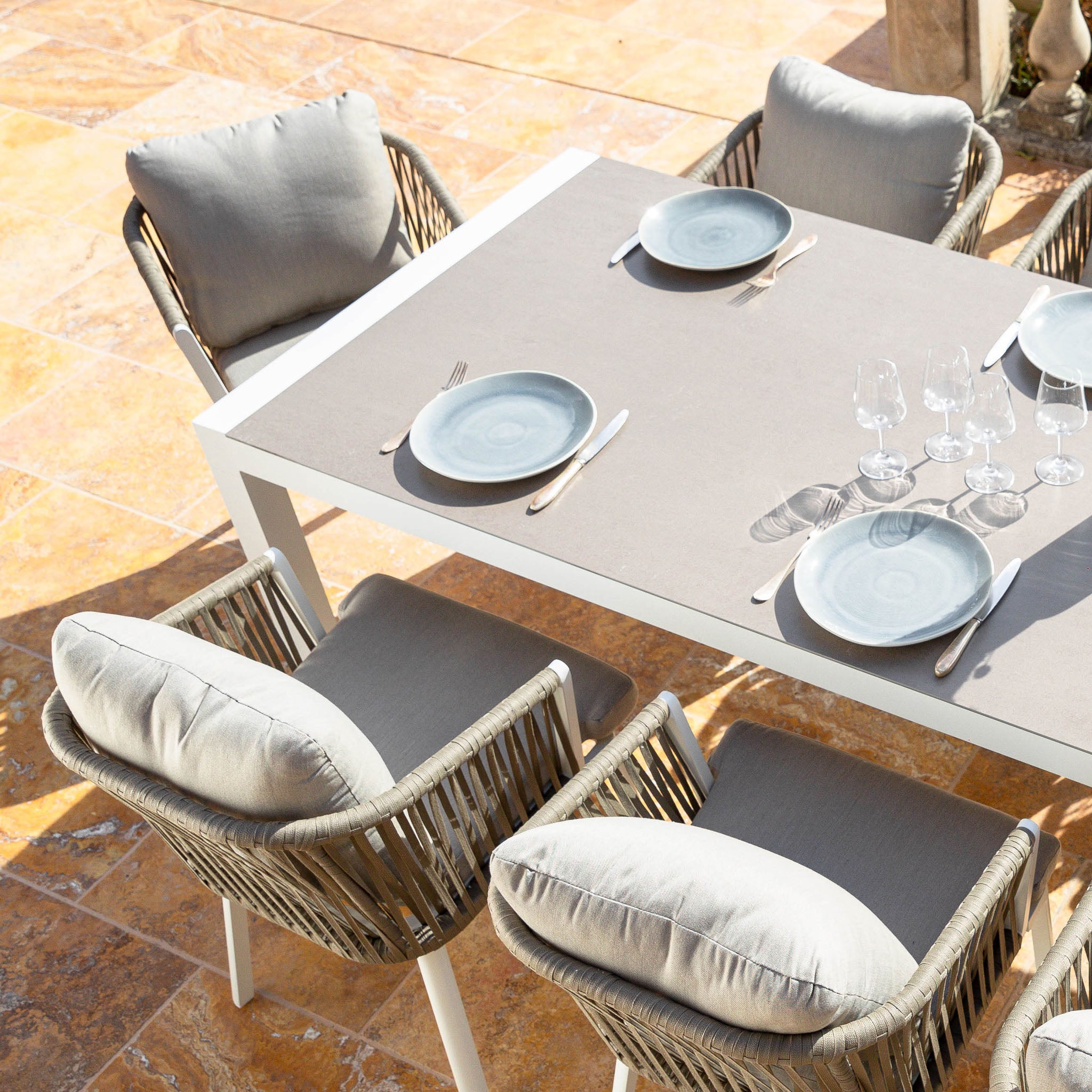 Table de jardin extensible 12 places Aluminium Amalfi - 3 dimensions (195/240/300X96) - Mobellia