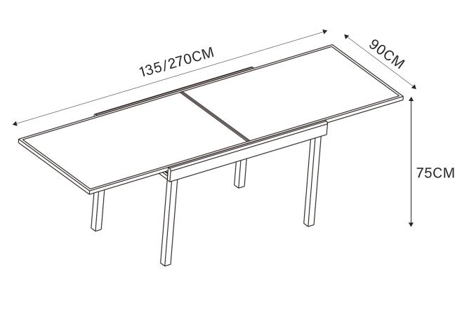 10-seater extendable garden table in Murano glass (270 x 90 cm) 
