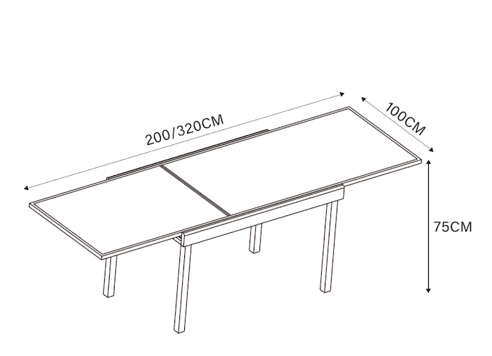 Table de jardin extensible 12 places en verre Murano (320 x 100 cm)