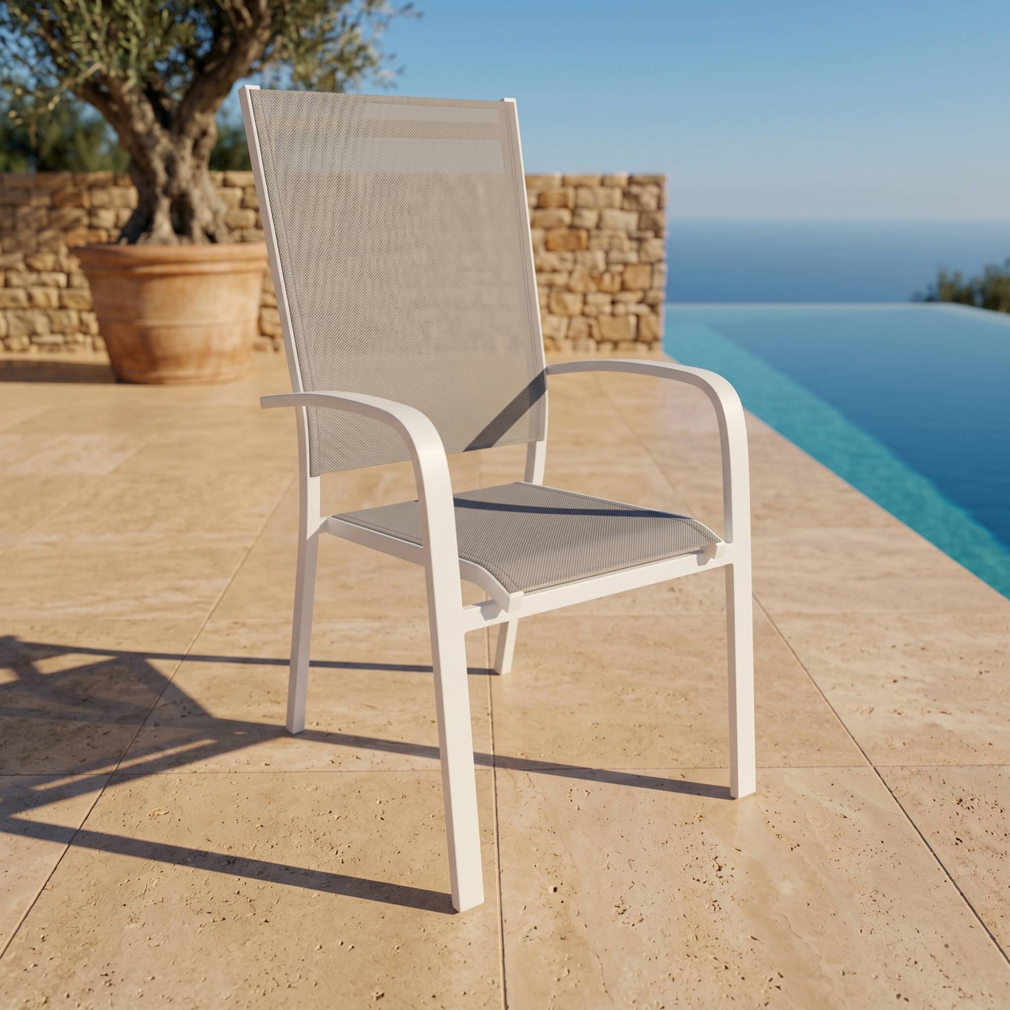 Silla de jardín alta apilable Murano de aluminio