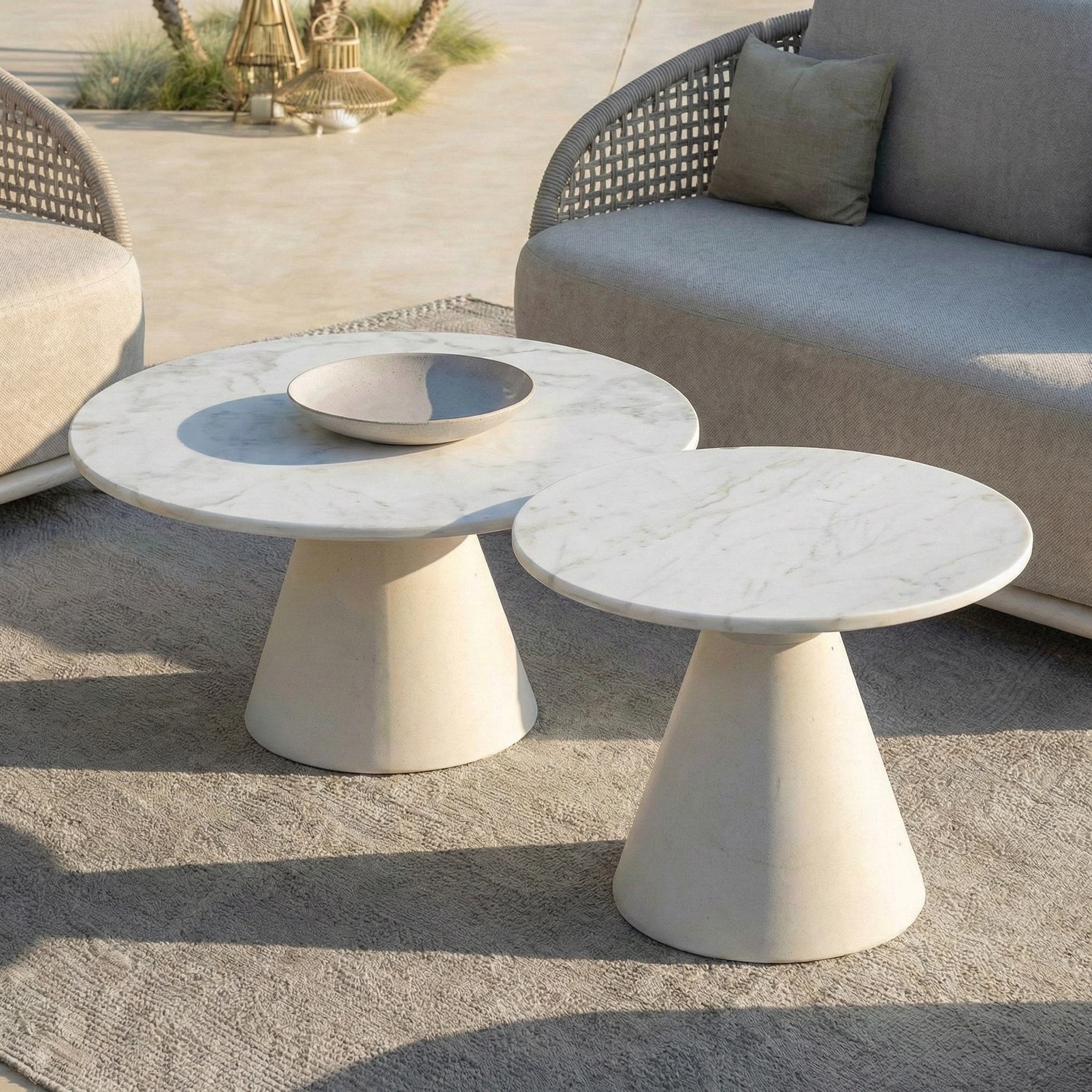 Table basse ronde de jardin en aluminium/céramique Riviera (D81cm)