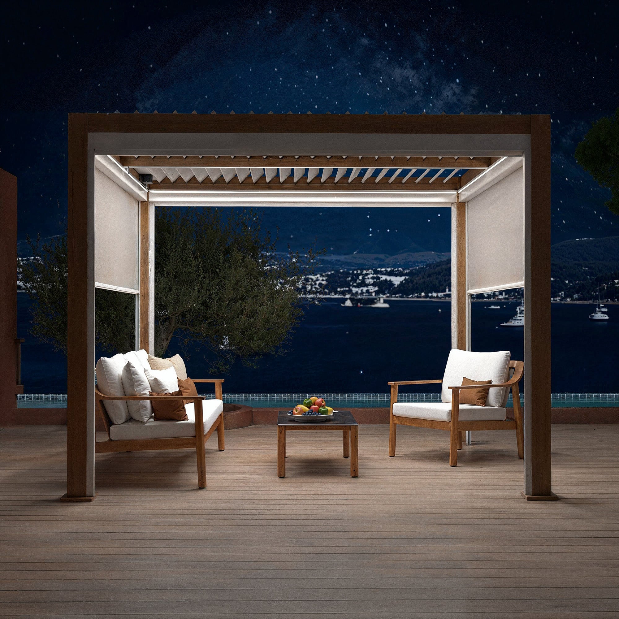 Motorized bioclimatic pergola with LED 3x3m