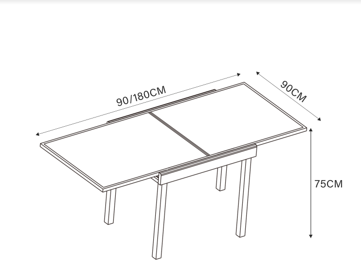 8-seater extendable garden table in Murano glass (180 x 90 cm)