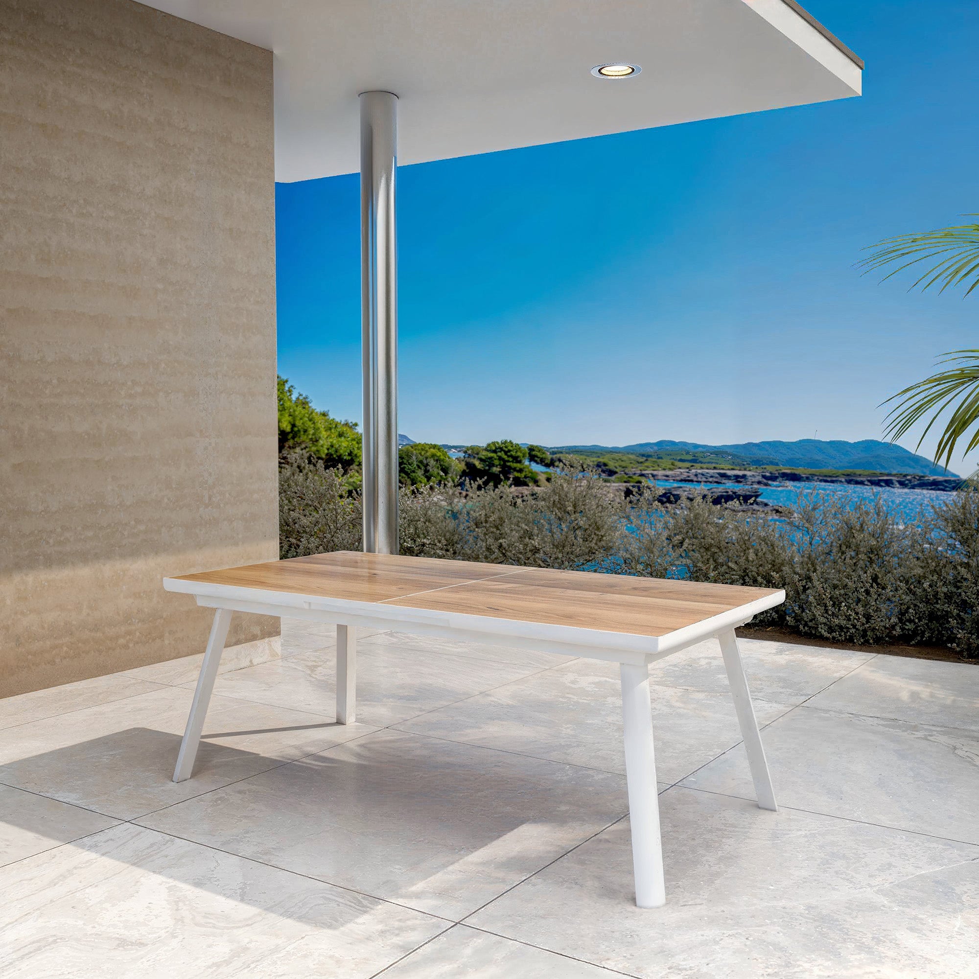Table de jardin extensible automatique 10 places Aluminium Amalfi - (200/260X96) - Mobellia