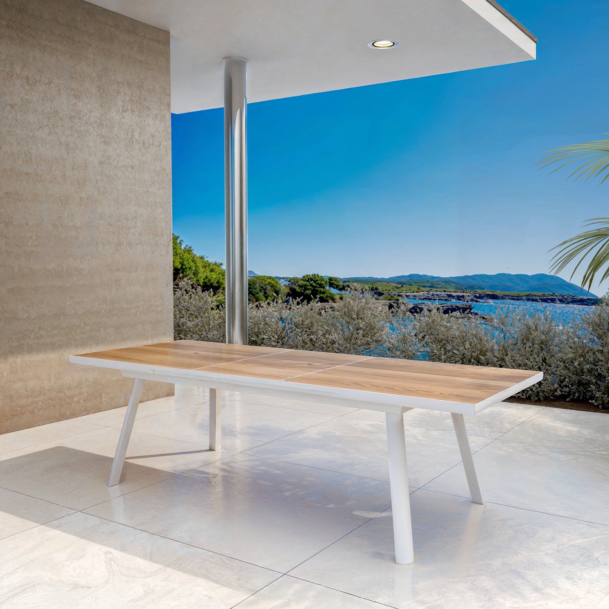 Table de jardin extensible automatique 10 places Aluminium Amalfi - (200/260X96) - Mobellia