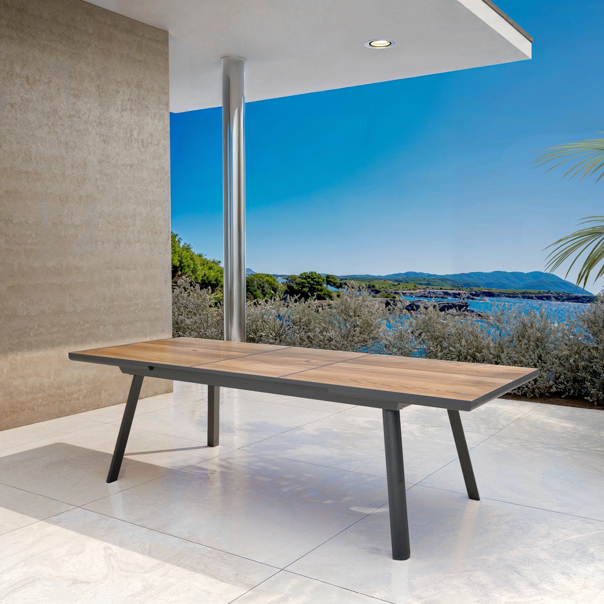 Table de jardin extensible automatique 10 places Aluminium Amalfi - (200/260X96) - Mobellia