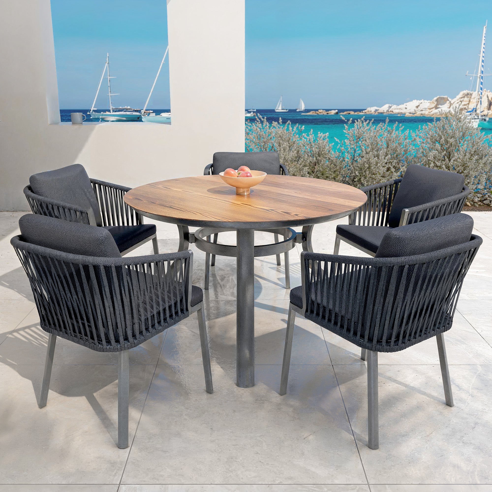 Table de jardin ronde 5 places Amalfi (D120 cm)