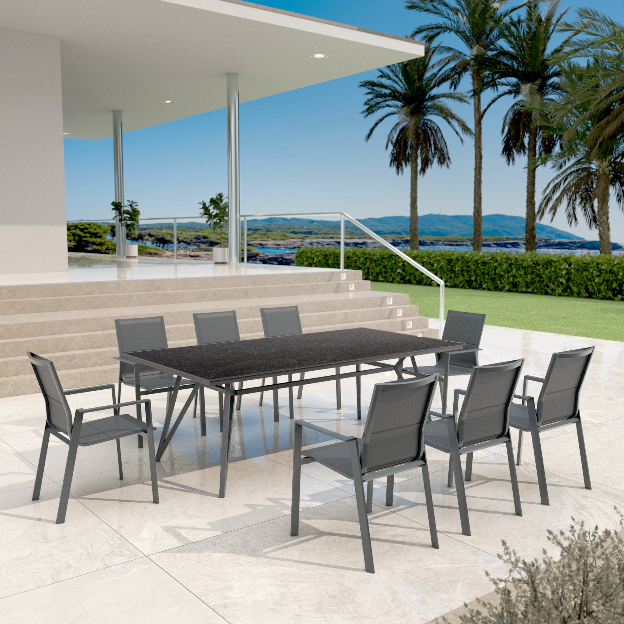 10-Sitzer-Aluminium/HPL-Gartentisch Biarritz (220x115cm)