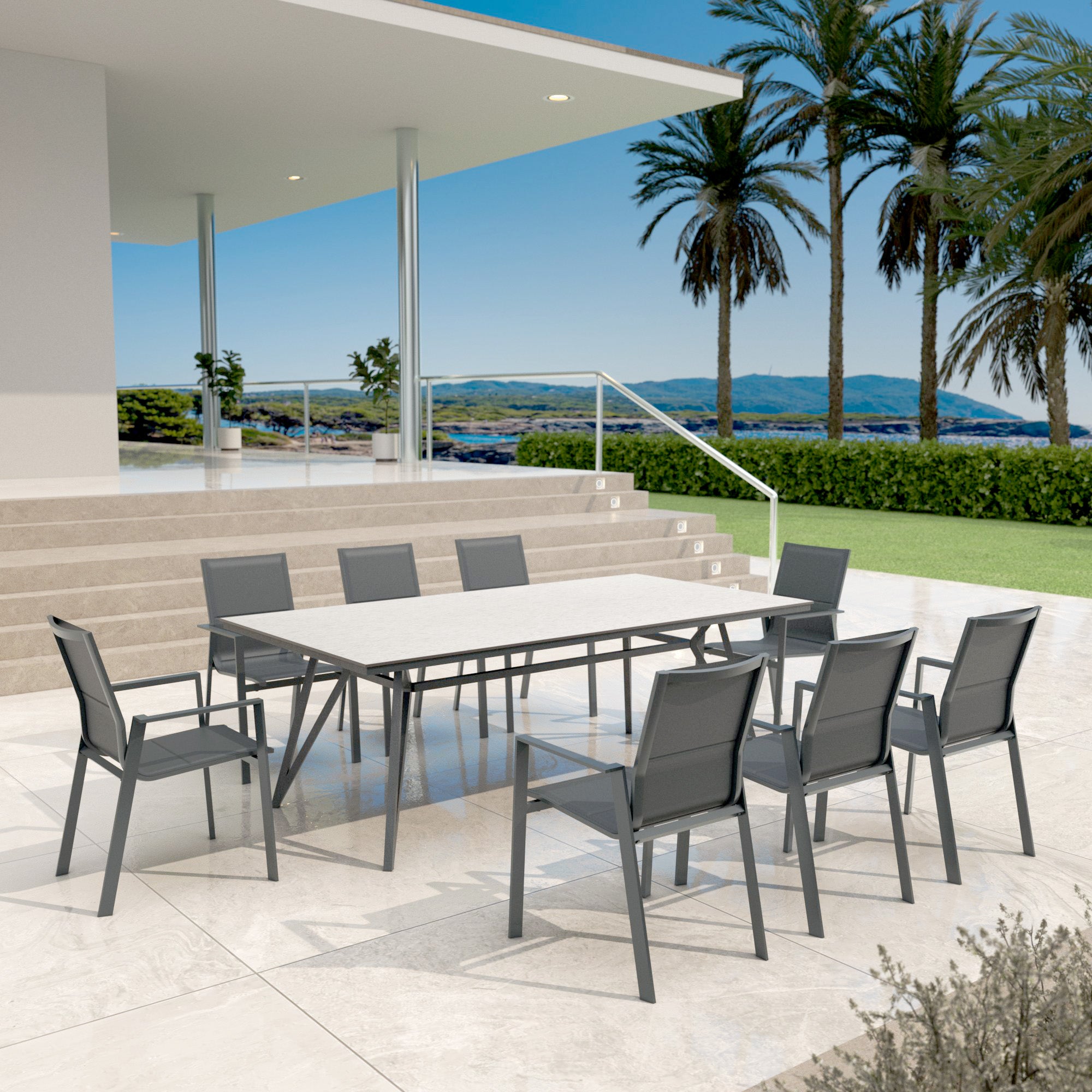 Table de jardin 10 places Aluminium/HPL Biarritz (220x115cm)