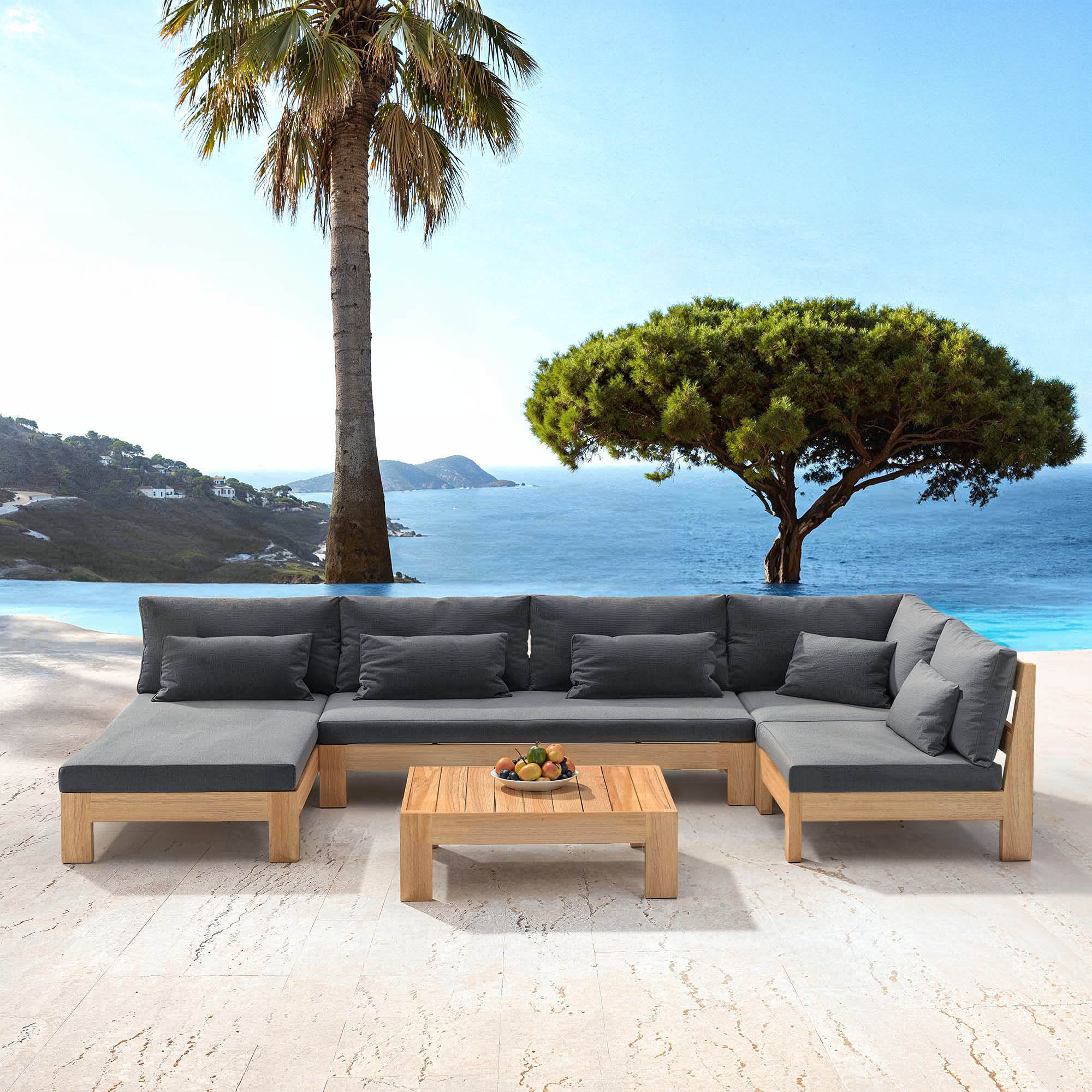 Borneo garden lounge with chaise longue - 5 seats