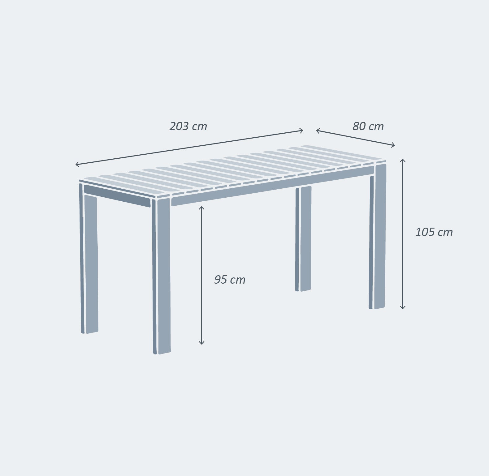 Borneo rectangular garden bar table (203x80)
