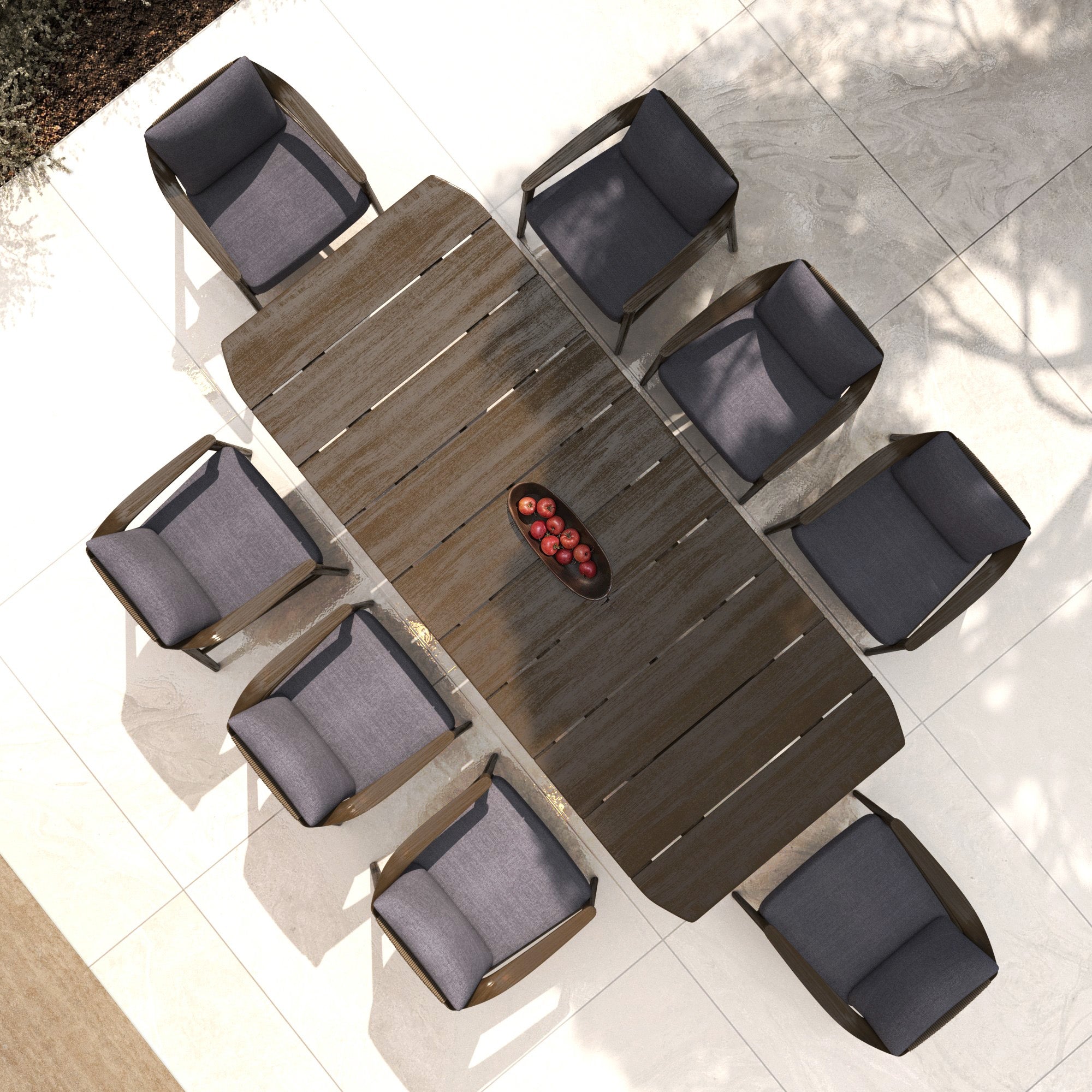 Table de jardin rectangulaire 8 places en Teck Cap Ferrat 260x100cm