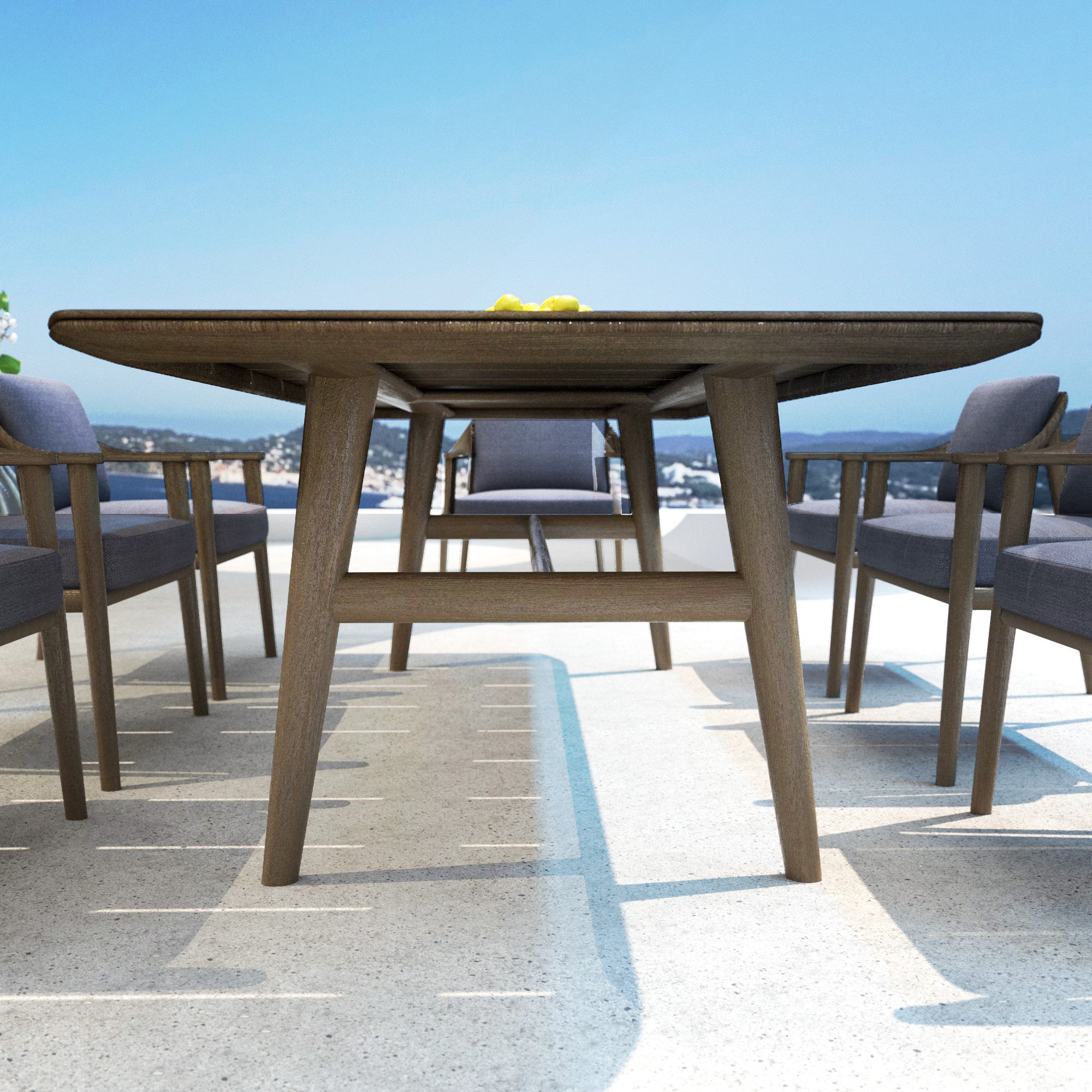 Table de jardin rectangulaire 8 places en Teck Cap Ferrat 260x100cm