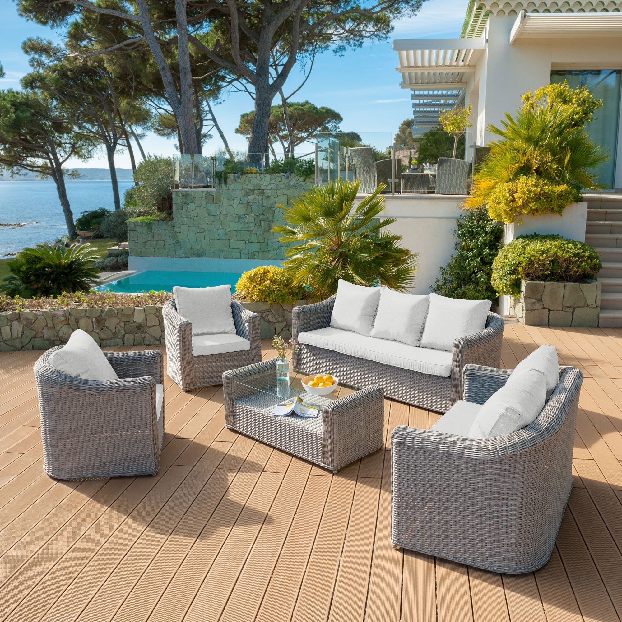 Coussins de remplacement pour salon de jardin Calvi 5 places - Mobellia