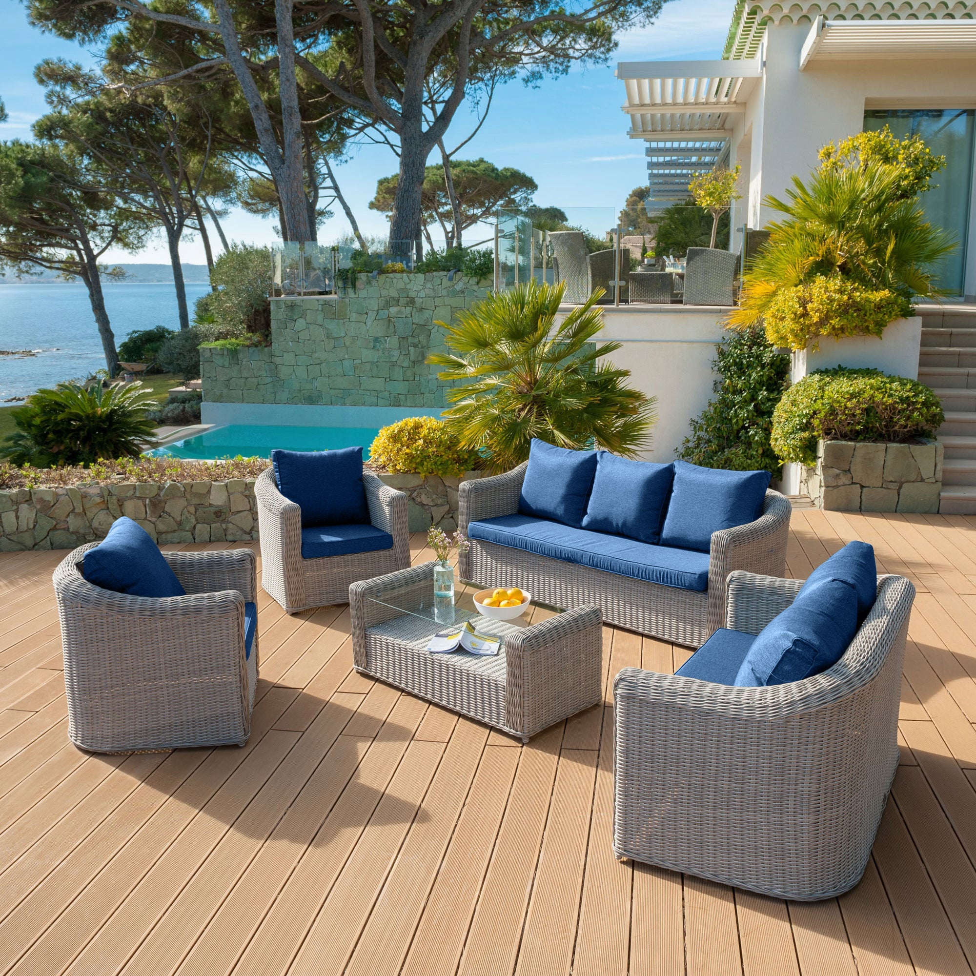 Housse de coussins de remplacement pour salon de jardin Calvi 7 places - Mobellia