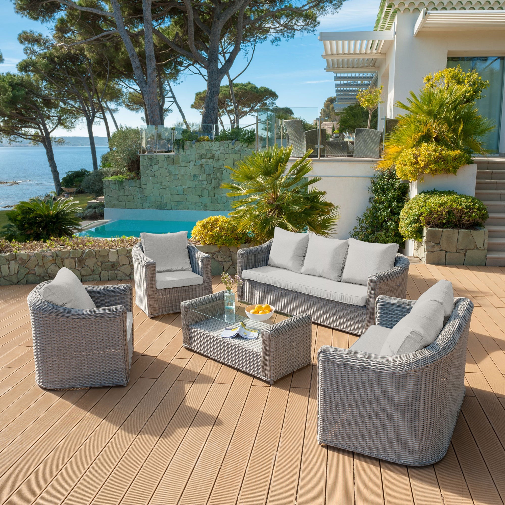 Housse de coussins de remplacement pour salon de jardin Calvi 7 places - Mobellia