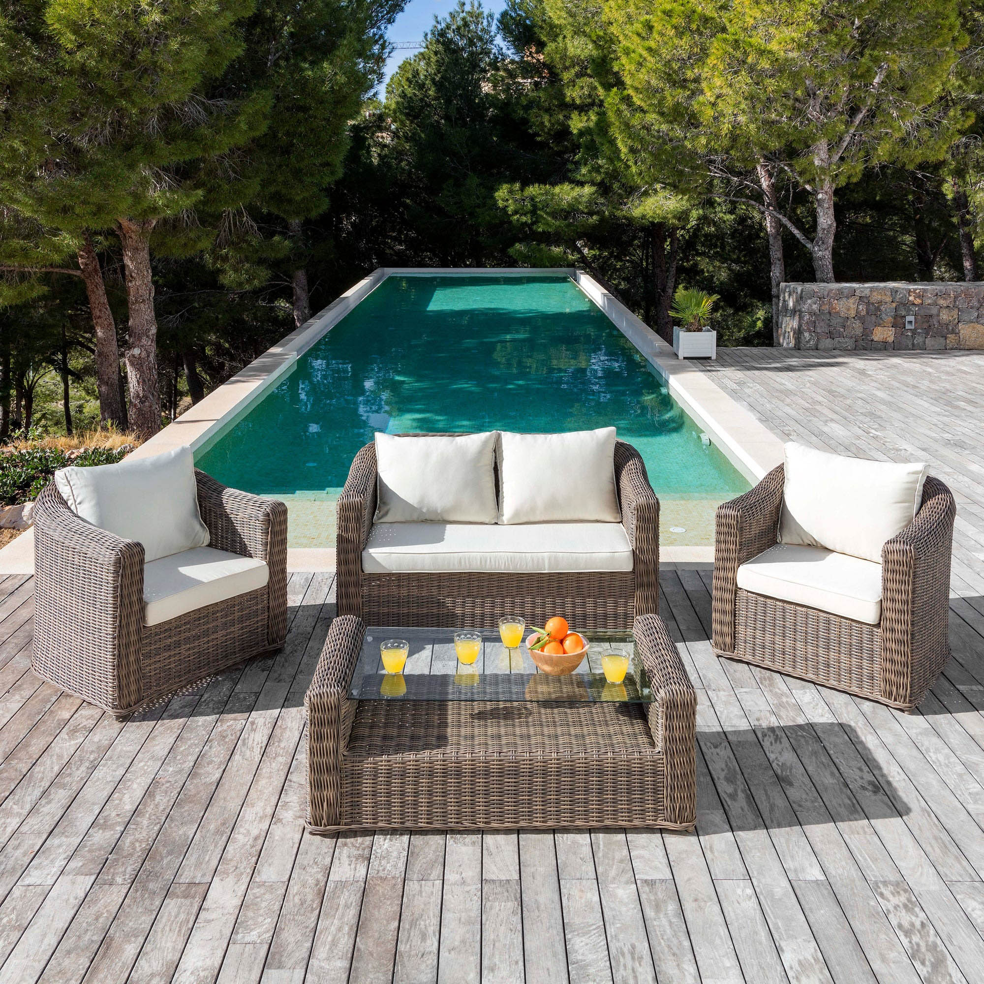 Housse de coussins de remplacement pour salon de jardin Calvi 5 places - Mobellia