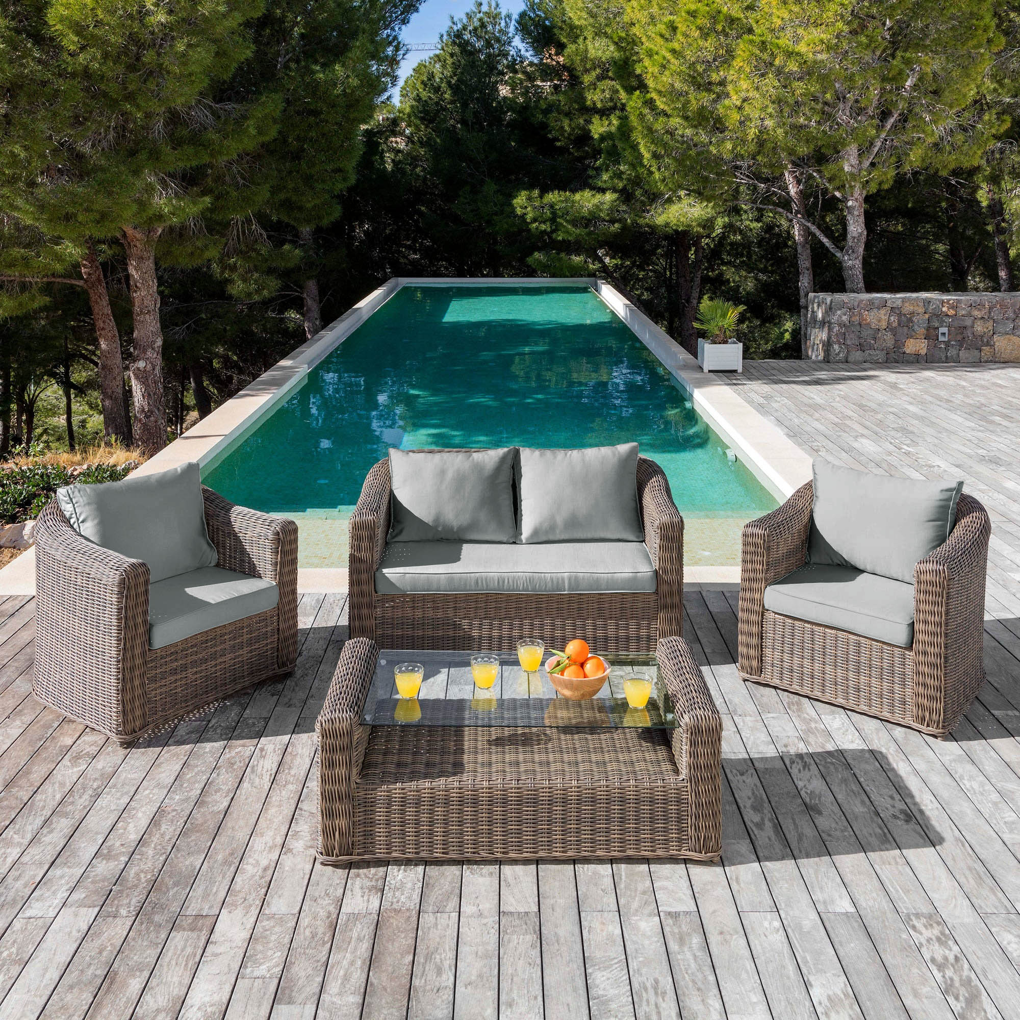 Housse de coussins de remplacement pour salon de jardin Calvi 7 places - Mobellia