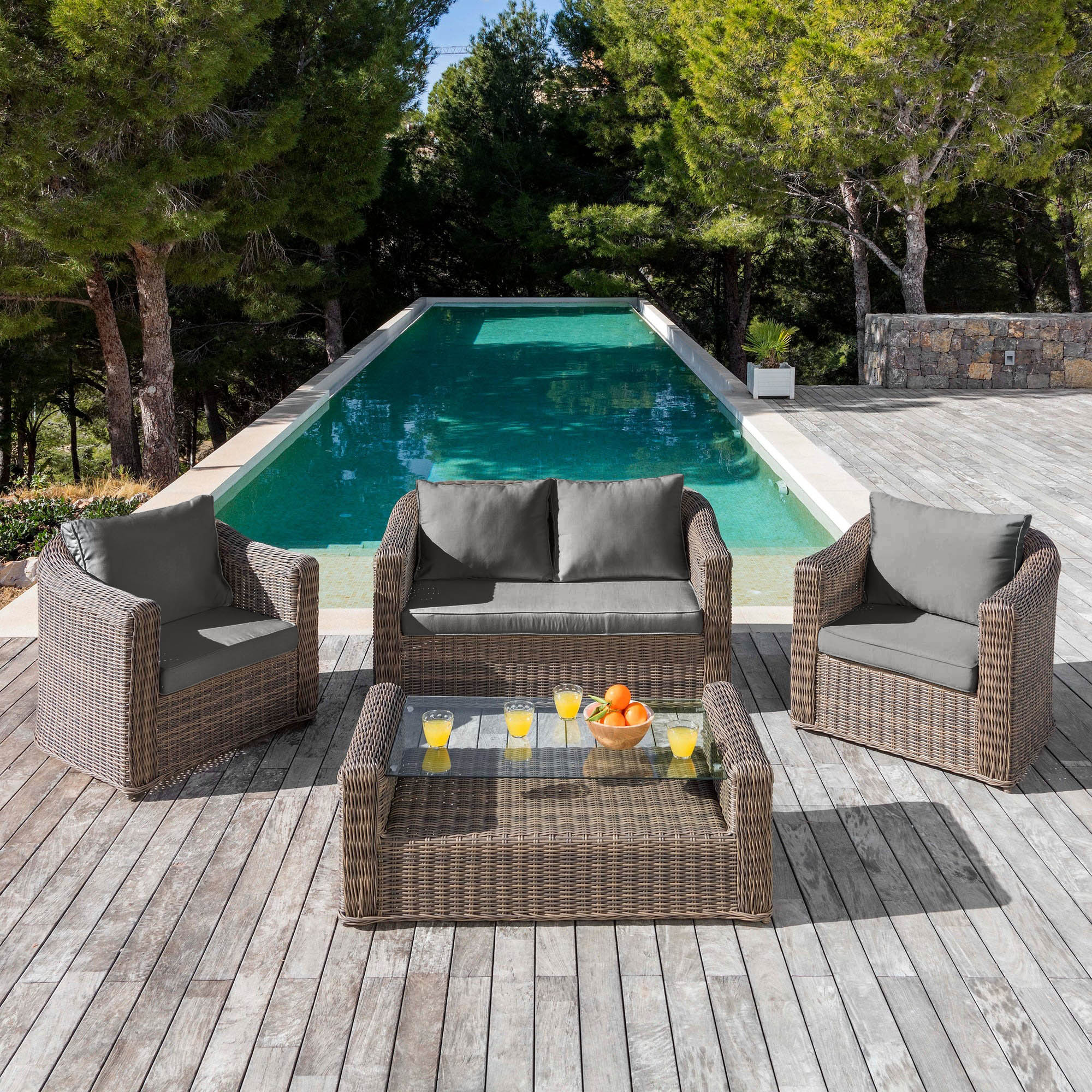 Housse de coussins de remplacement pour salon de jardin Calvi 4 places - Mobellia