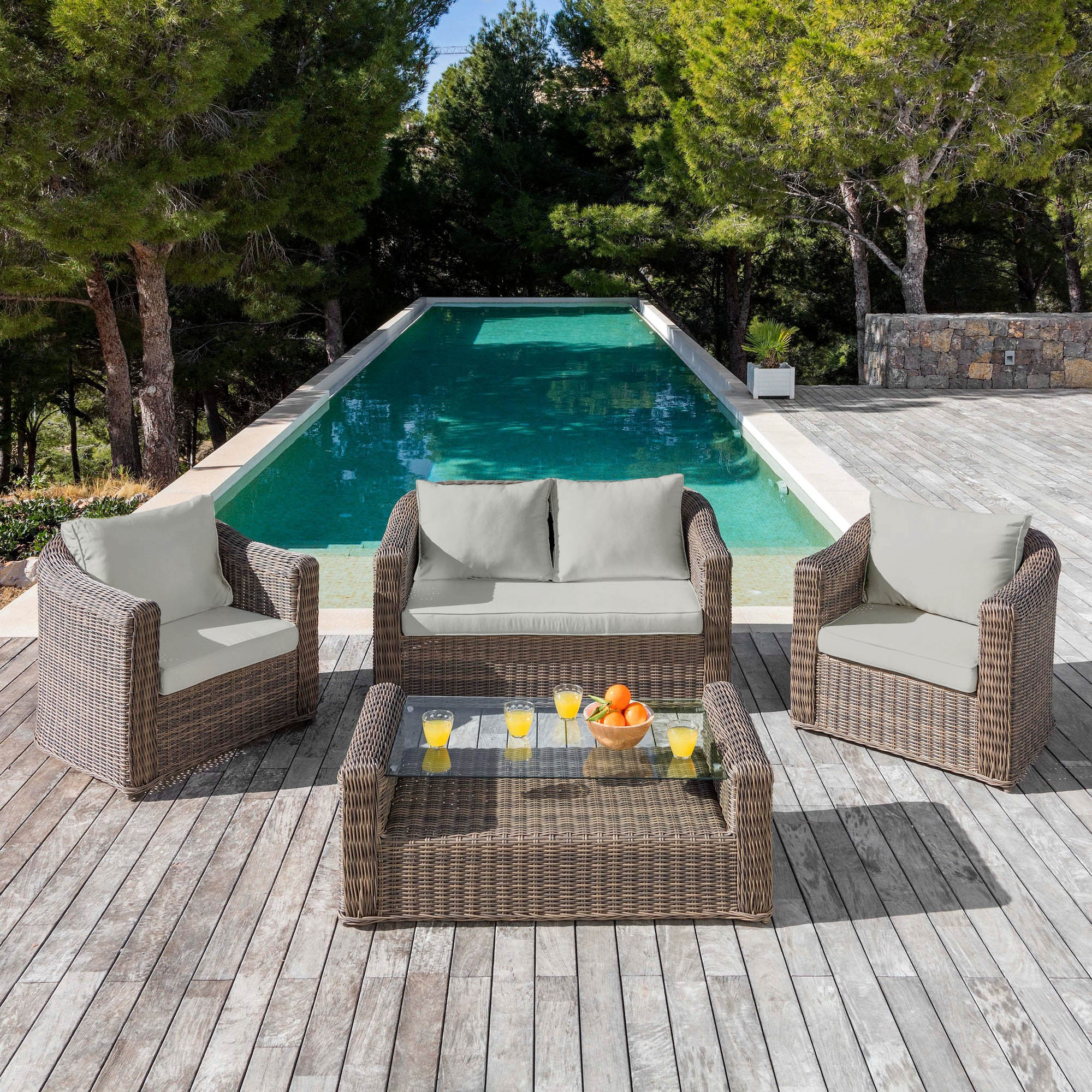 Housse de coussins de remplacement pour salon de jardin Calvi 7 places - Mobellia