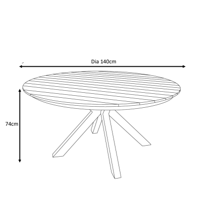 Round aluminium/wood garden table (D140 cm) Bali
