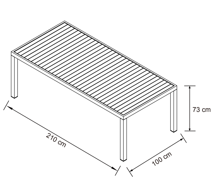 Murano Aluminum 8-Seater Garden Table (210 x 100 cm) 