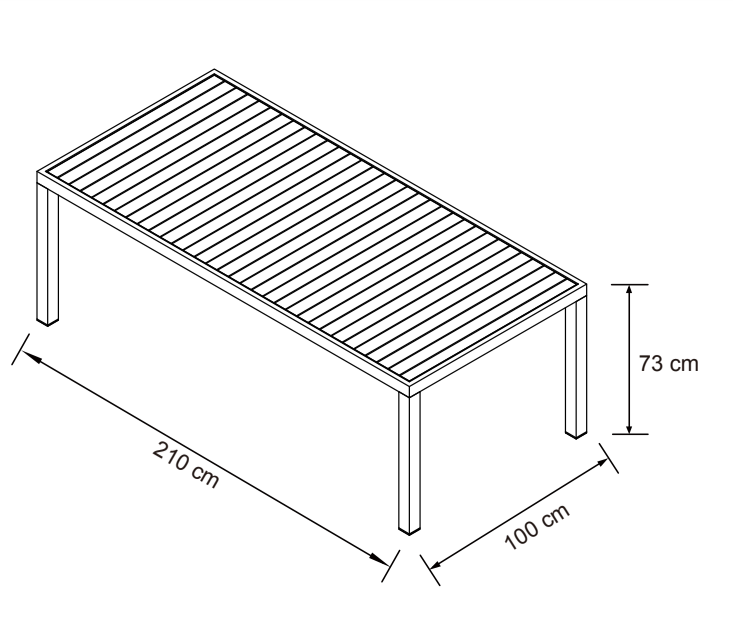 Mesa de jardín Murano de aluminio para 8 personas (210 x 100 cm) 