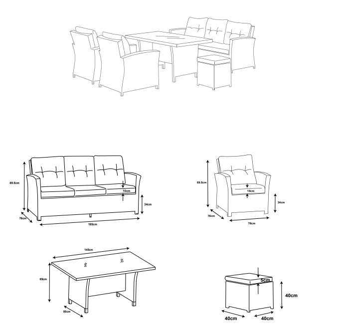 Tivoli outdoor lounge set - 7 seats