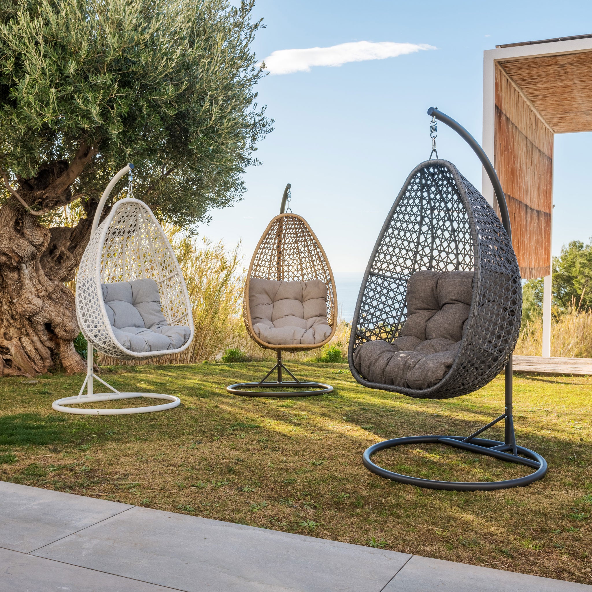 Coral hanging egg chair