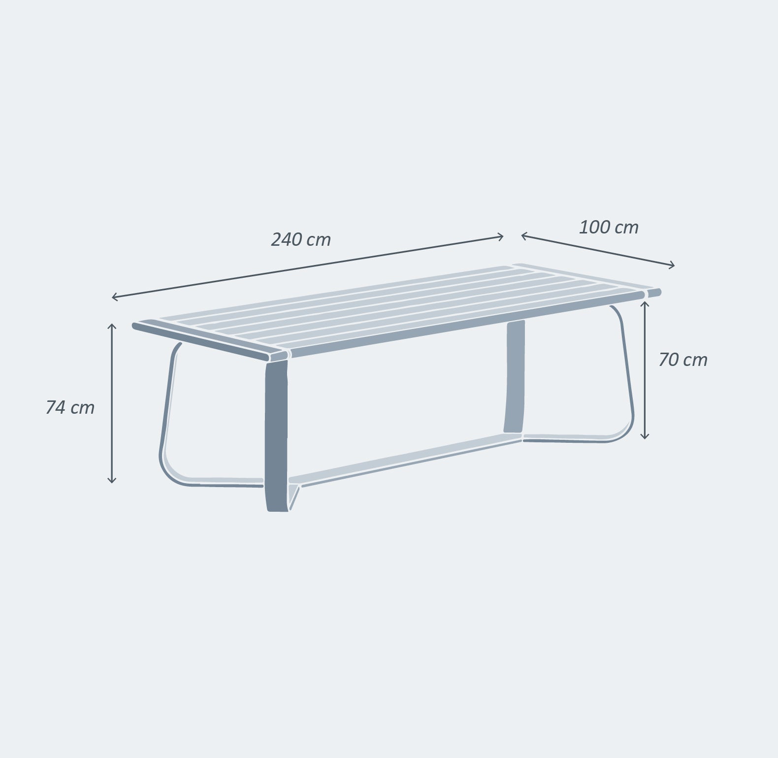 Mesa de jardín rectangular 10 plazas Long Beach de aluminio 240x100 cm