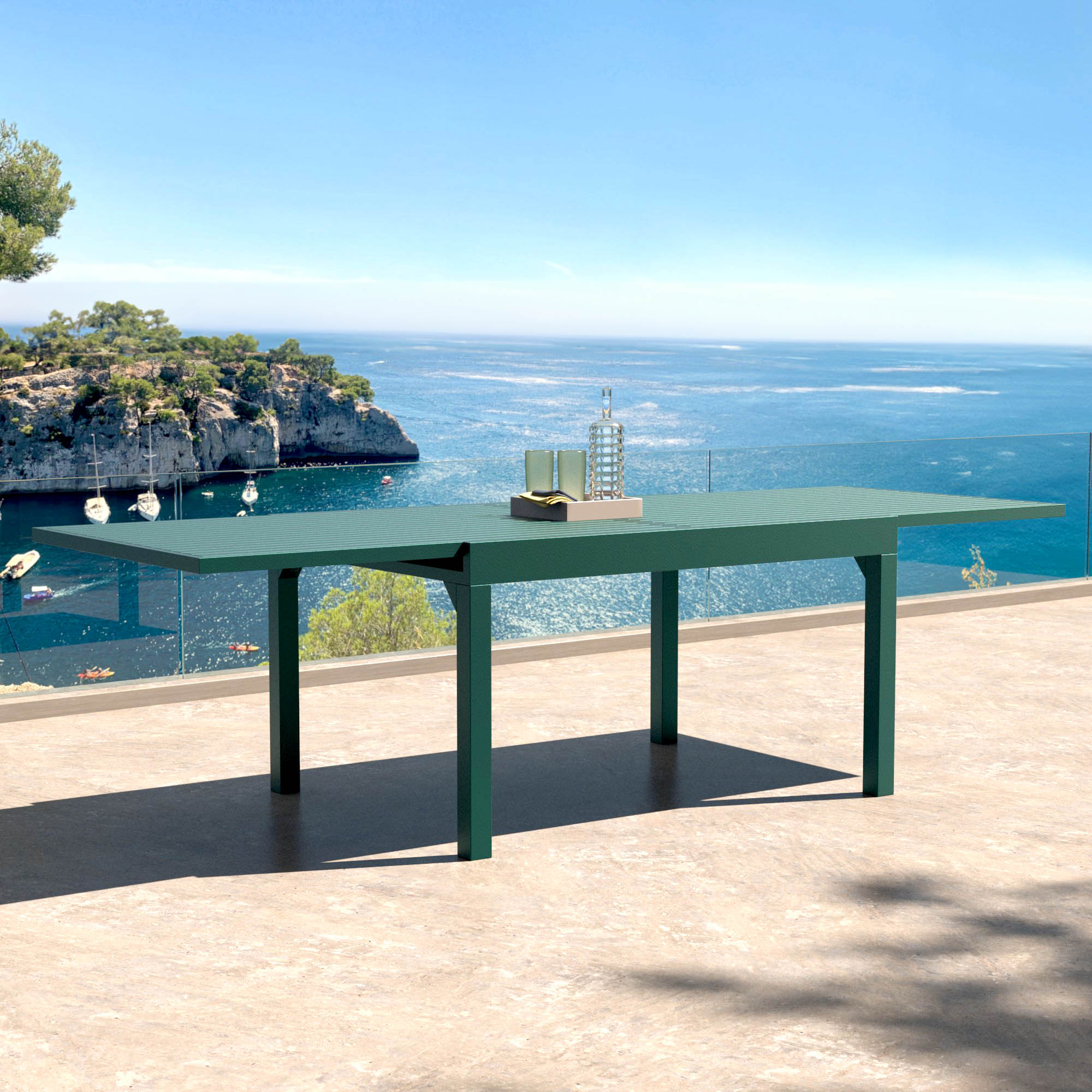 Mesa de jardín extensible Murano de aluminio para 10 plazas (270 x 90 cm)