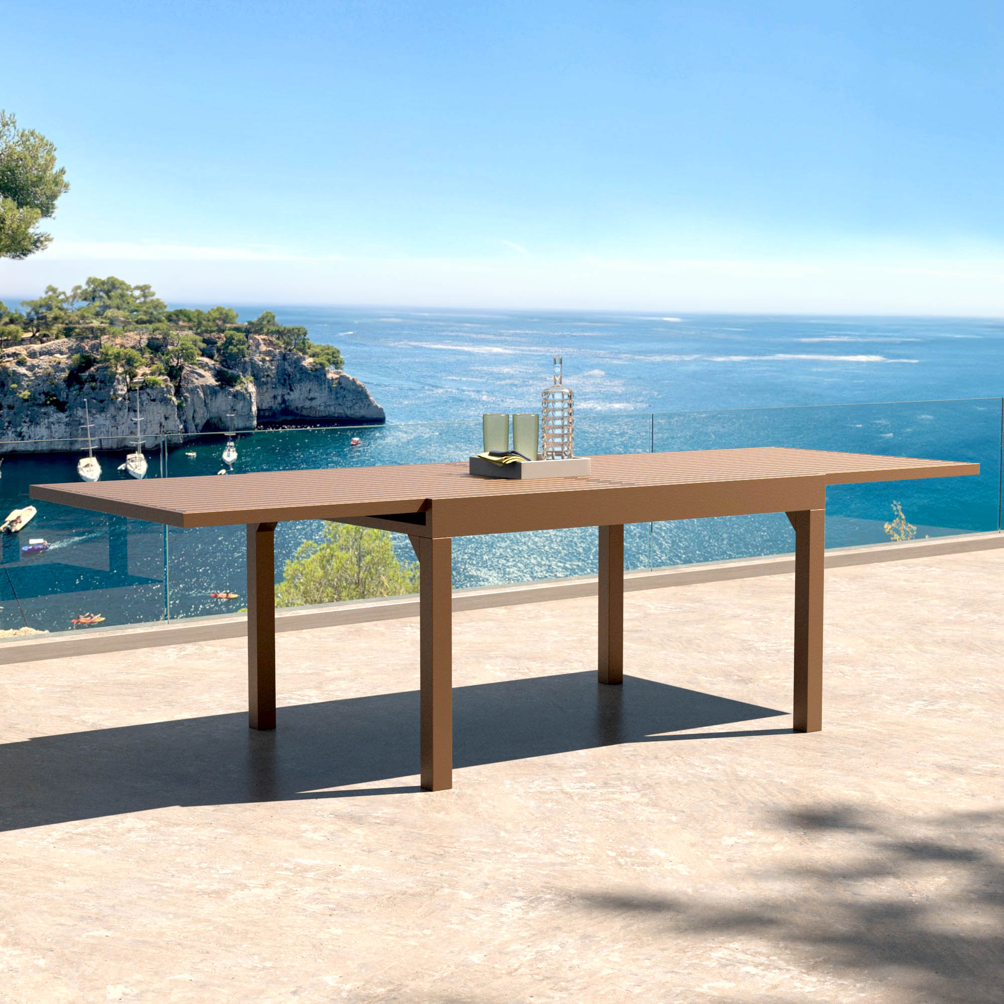 Mesa de jardín extensible Murano de aluminio para 10 plazas (270 x 90 cm)