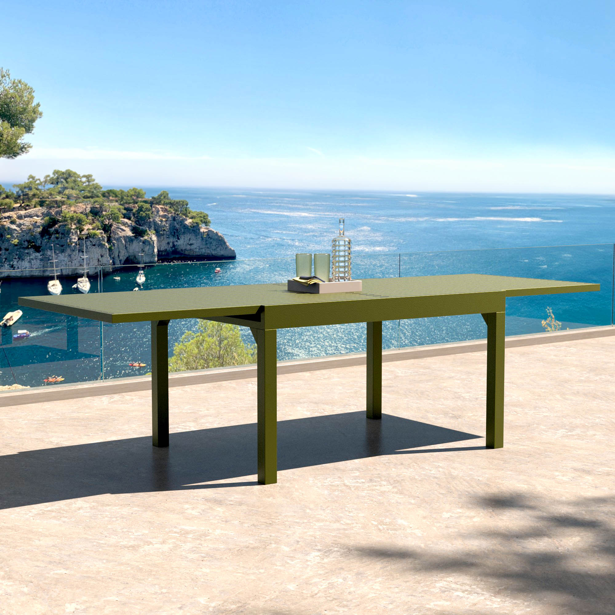 Mesa de jardín extensible Murano de aluminio para 10 plazas (270 x 90 cm)